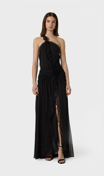 Ein-Schulter-Maxikleid aus Georgette 
