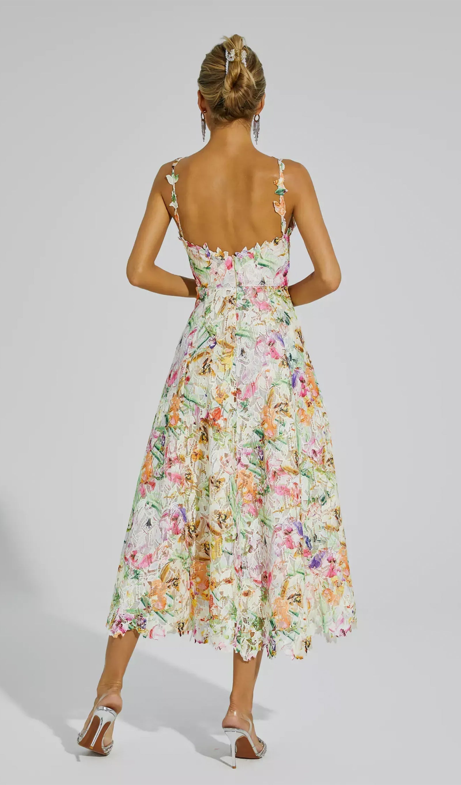 Floral Embroidered Lace Midi Dress