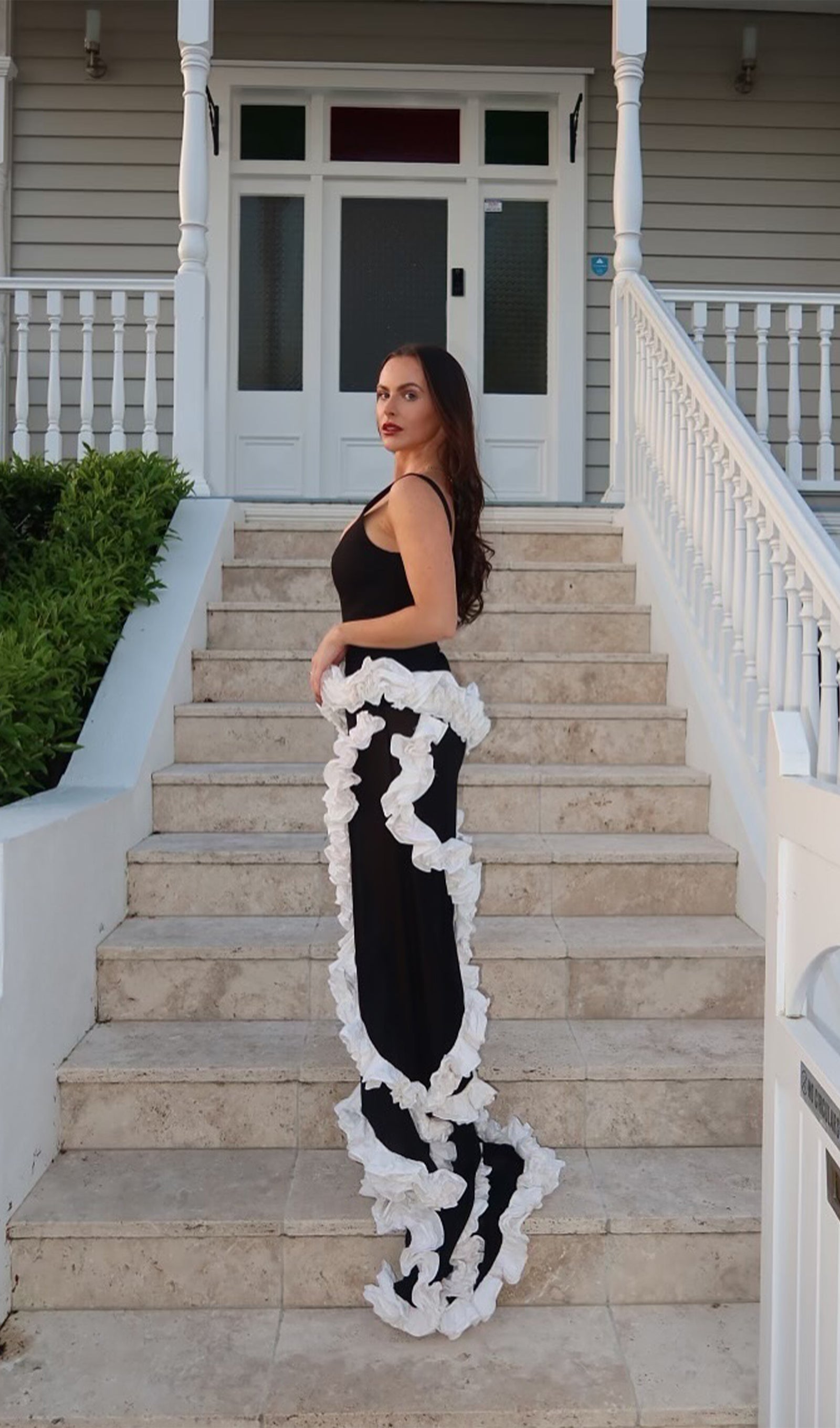 Wisteria Gown Maksi Elbise Siyah & Beyaz