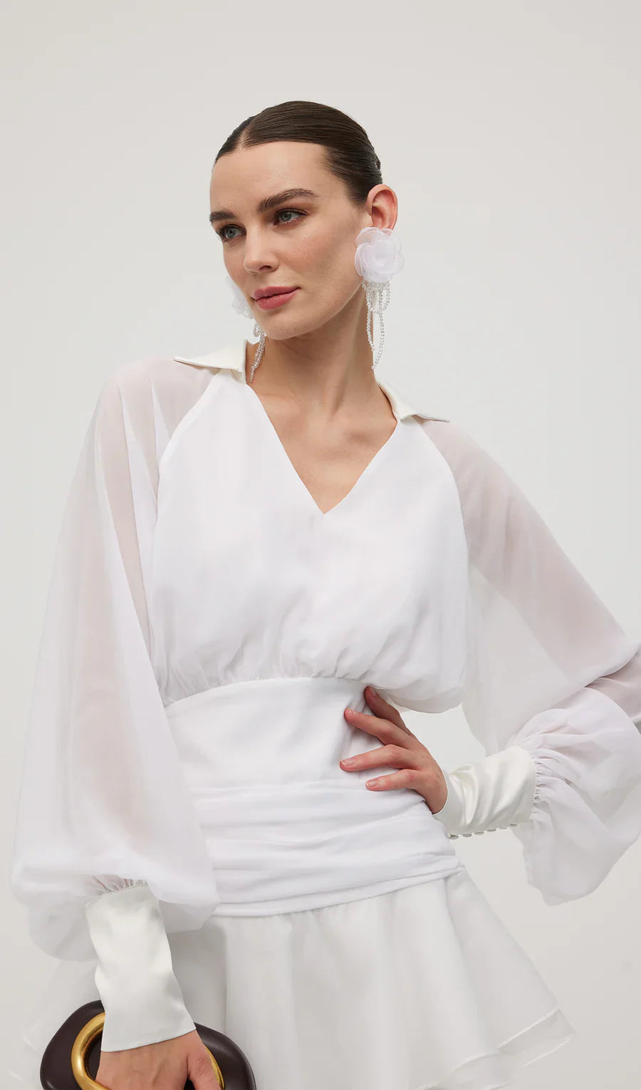 Plain Lantern Sleeve Mini Dress 