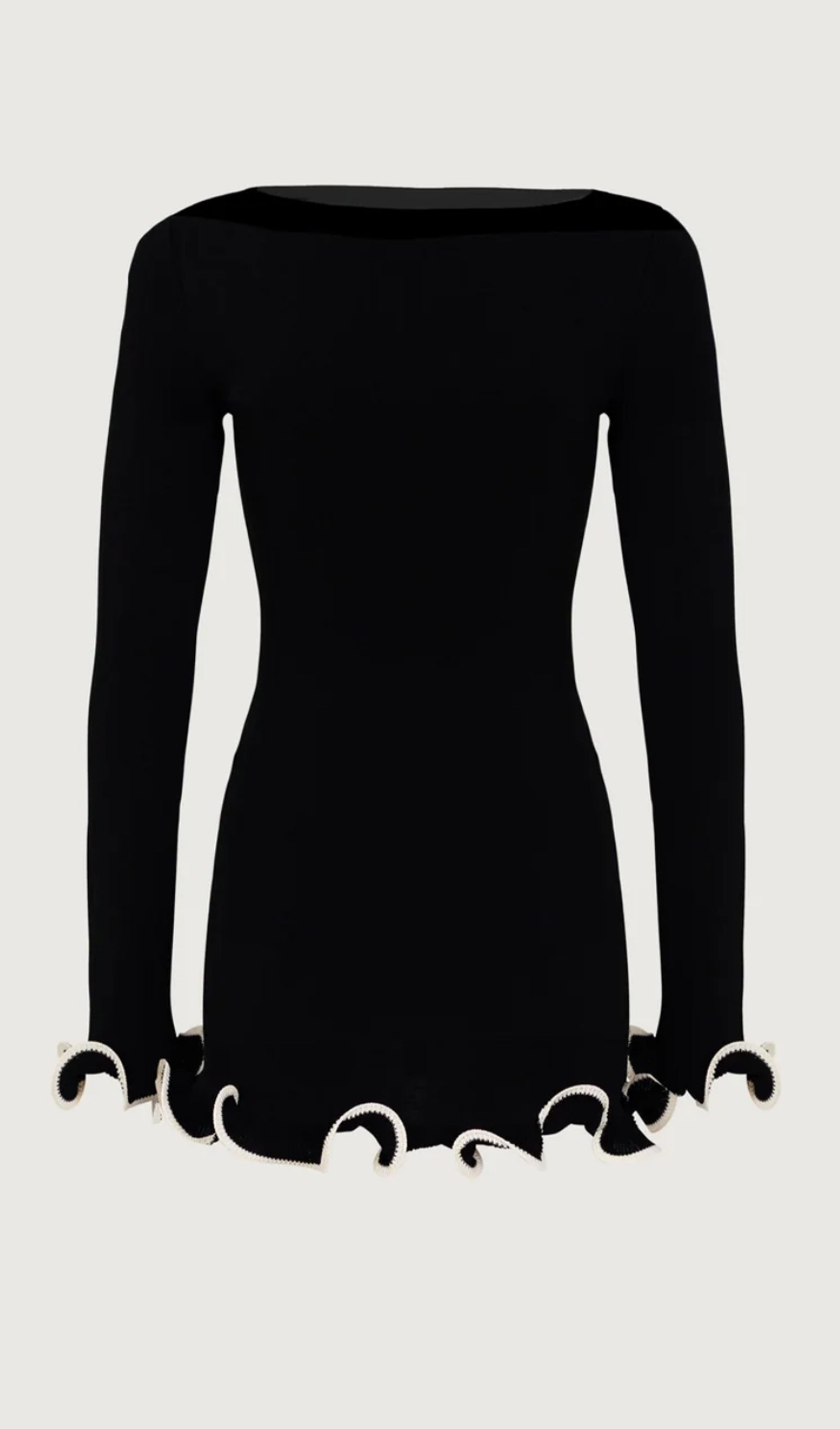 Ruffled Mini Dress, Black 