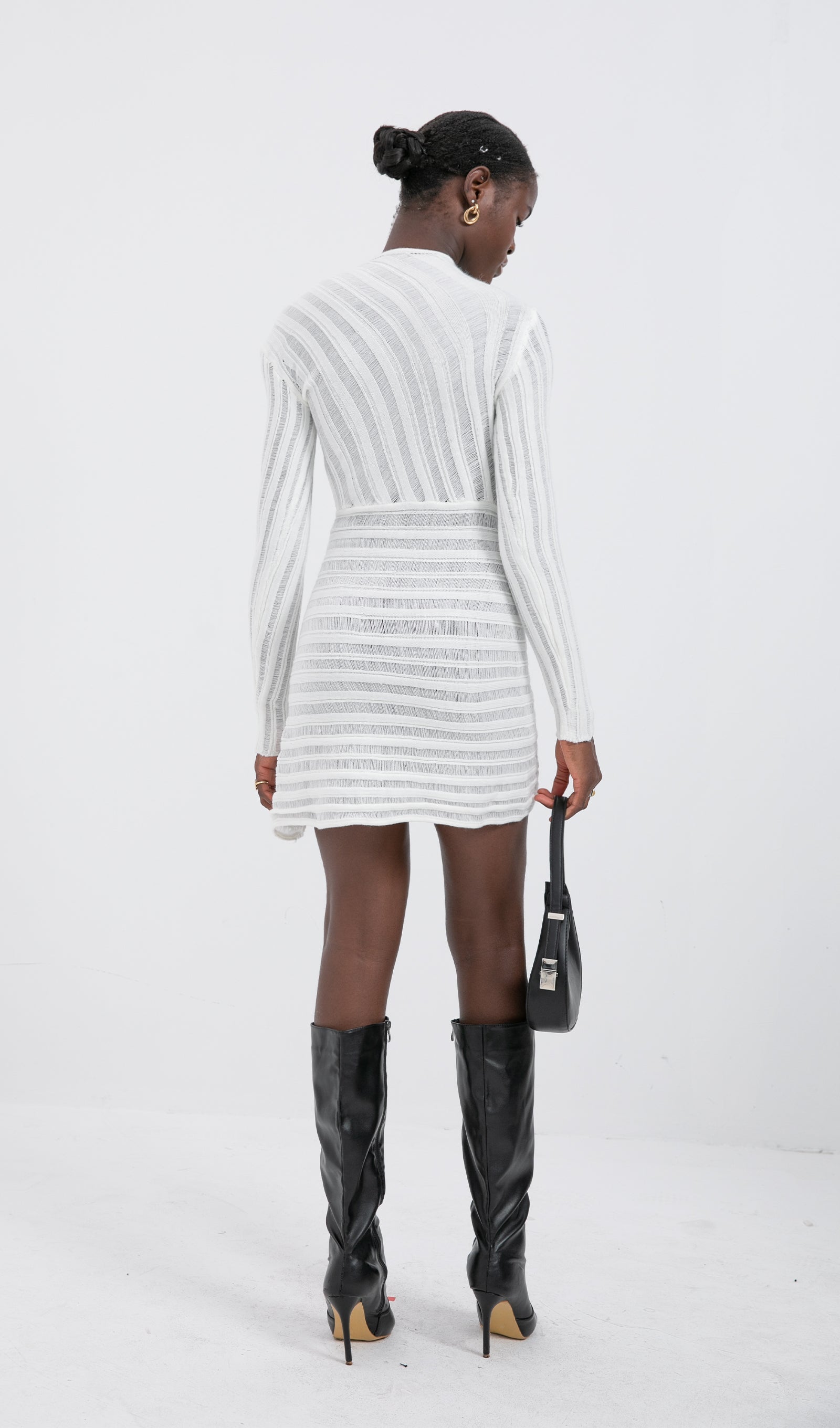 Trendy Hollow Out Mini Dress - White 