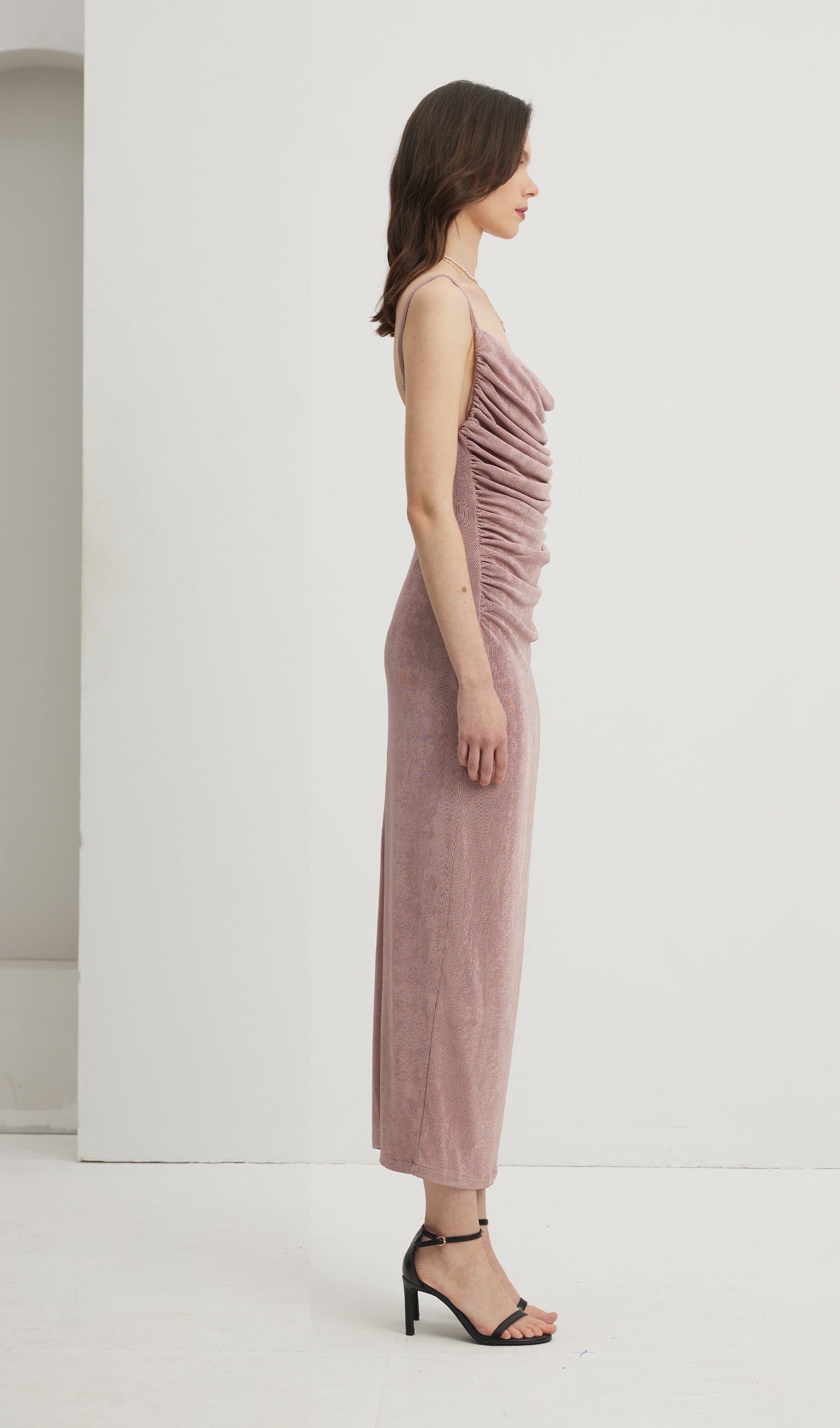 Ruched Flowy Maxi Dress 
