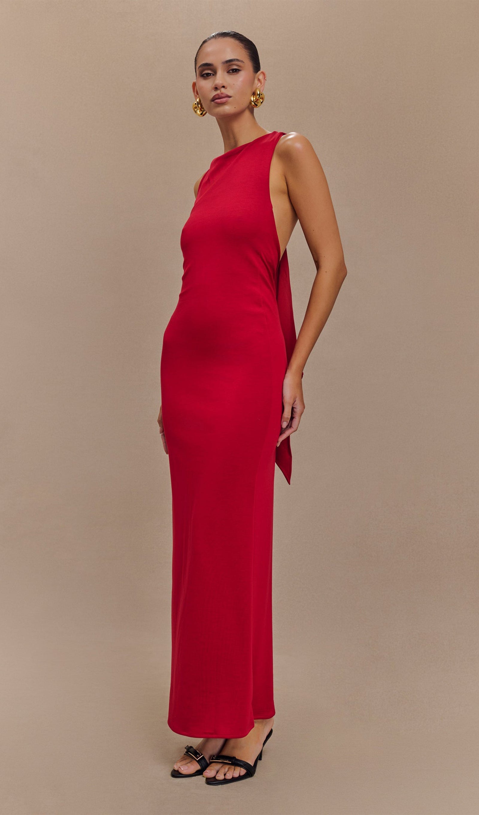 Asymmetrisches Scuba-Jersey-Maxikleid Rubin 