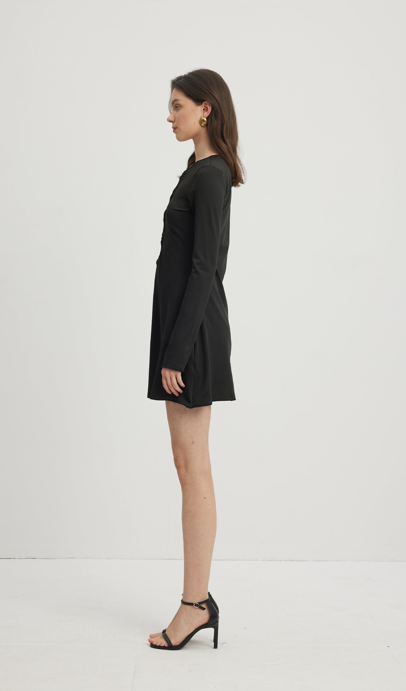 Hollow Out Mini Elbise Siyah