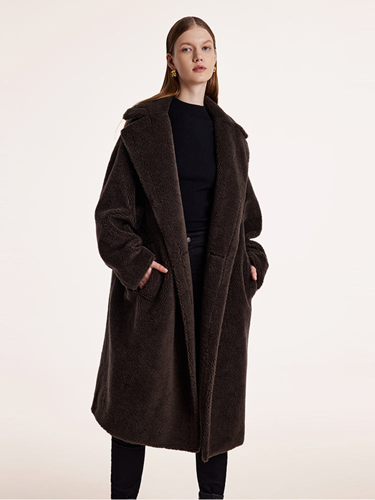 Teddy Lambswool Collar Oversized Coat 