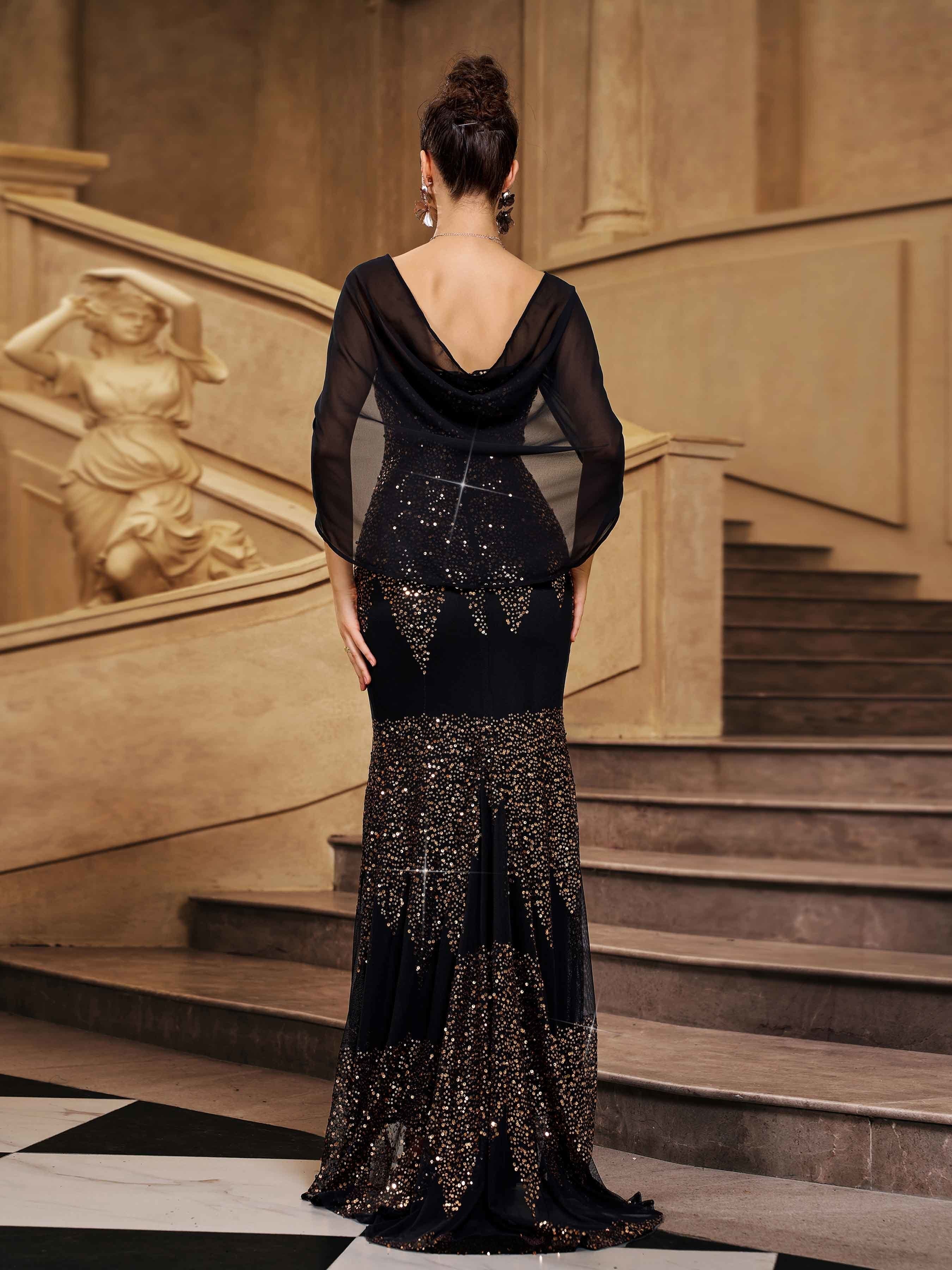 Belinda Fischgrät-Maxikleid