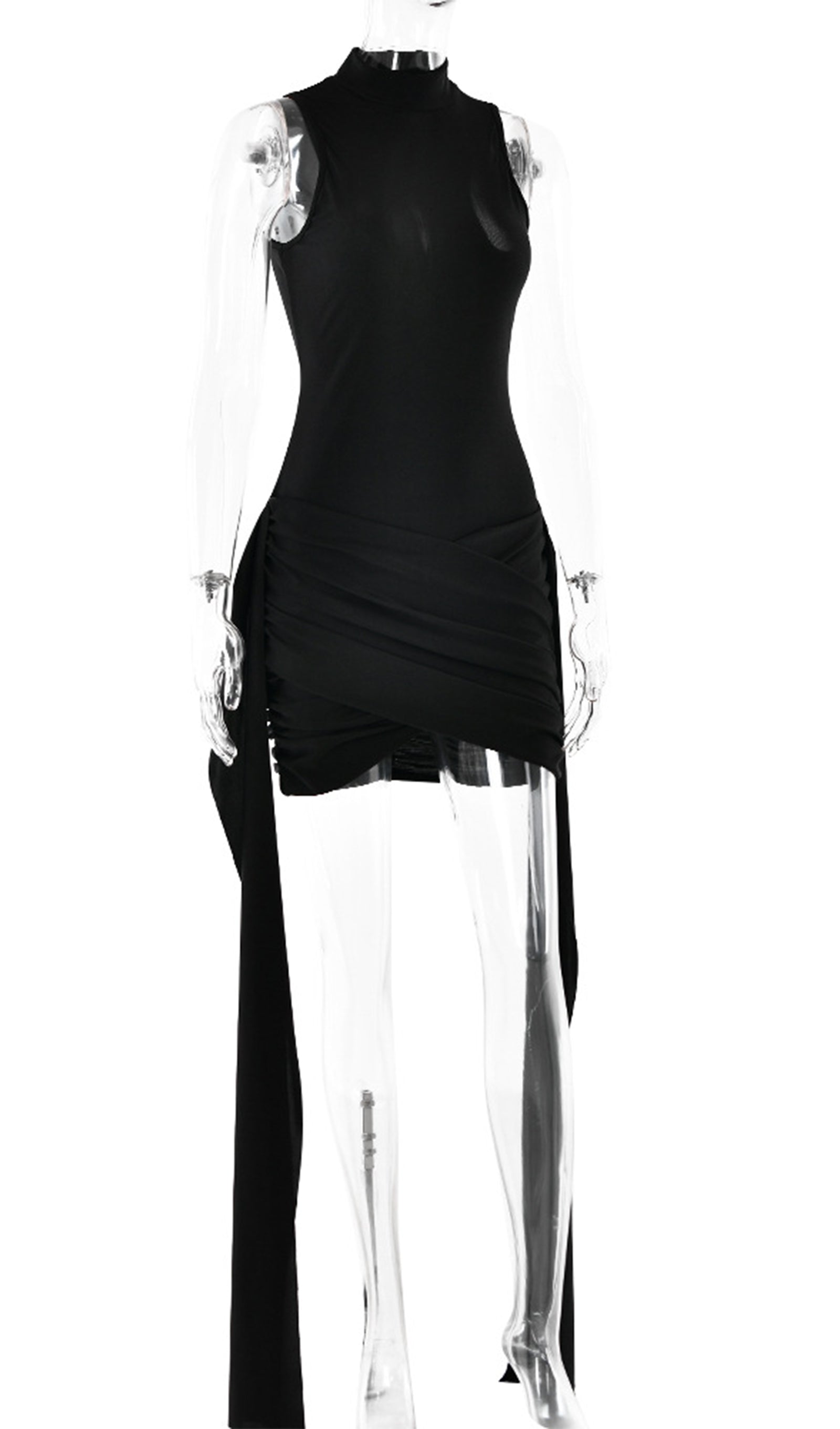 Einfarbiges, figurbetontes Minikleid 