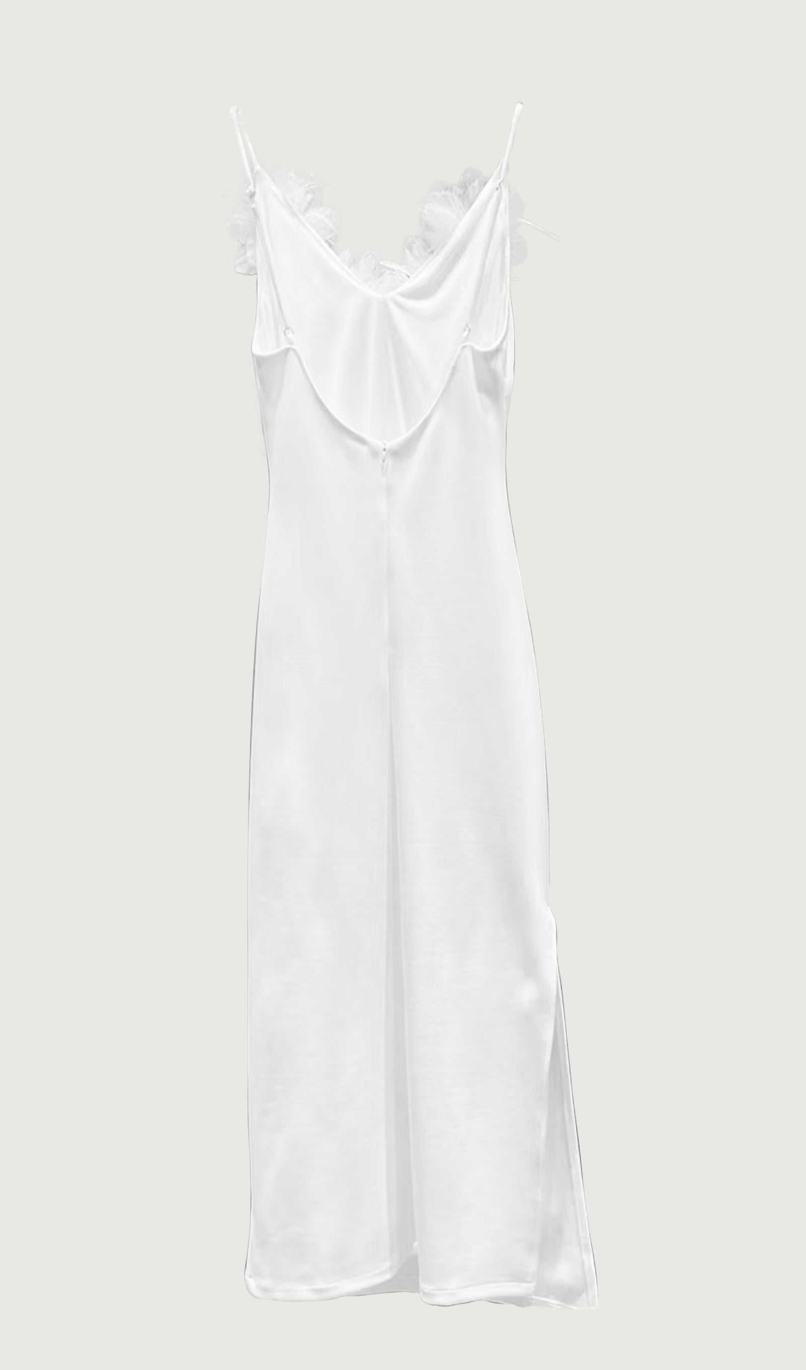 Tüy Süslemeli Slip Midi Elbise