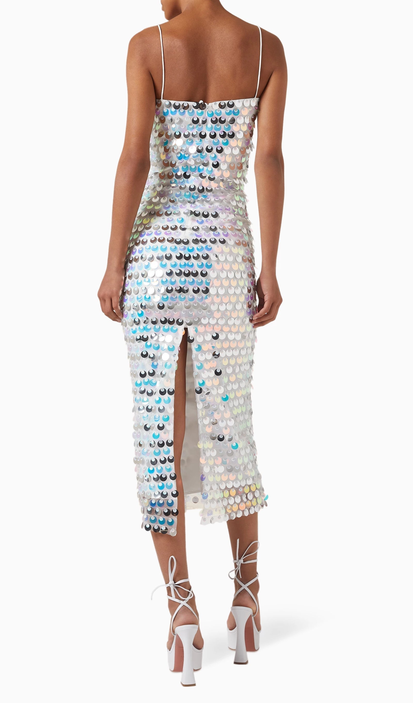 Circle Sequin Midi Dress - Silver 
