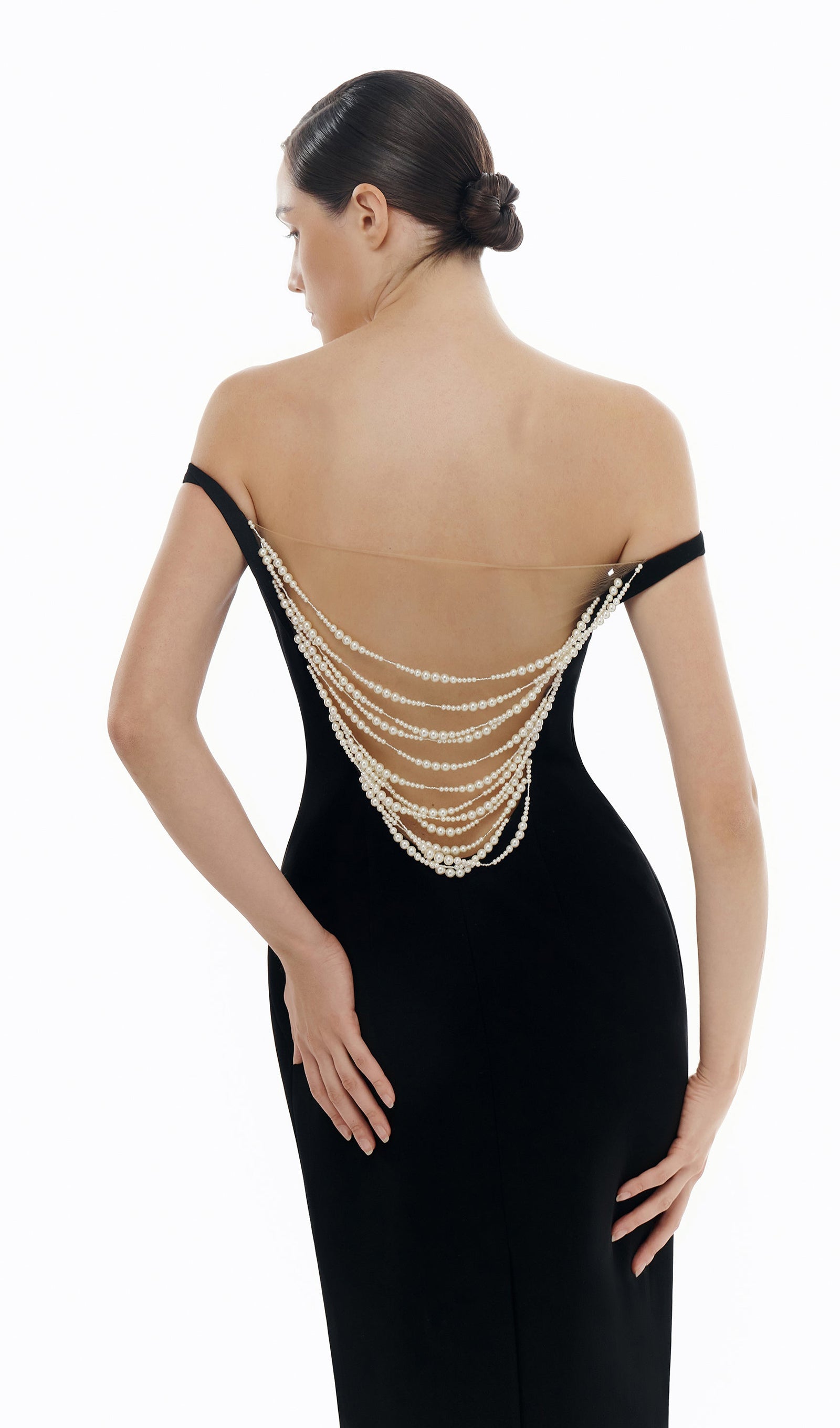 Schulterfreies, rückenfreies Midikleid 
