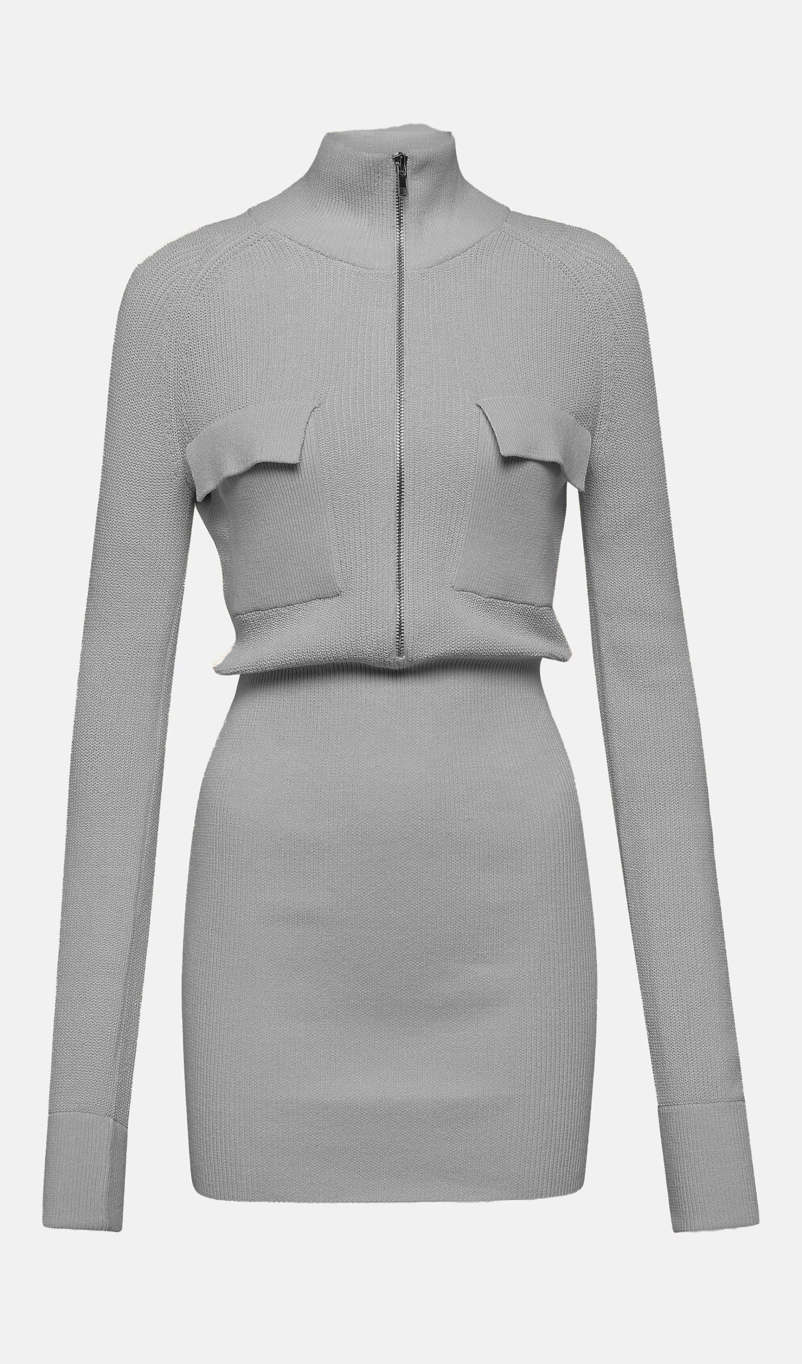 Minikleid aus Baumwollmischgewebe – Grau 