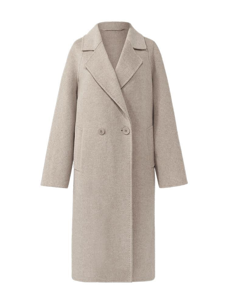 Cashmere Wool Notched Collar Double-Sided Women's Coat 