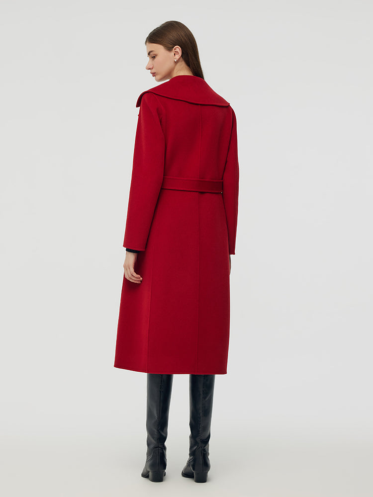 Cashmere Wool Double-Sided Red Women's Coat 