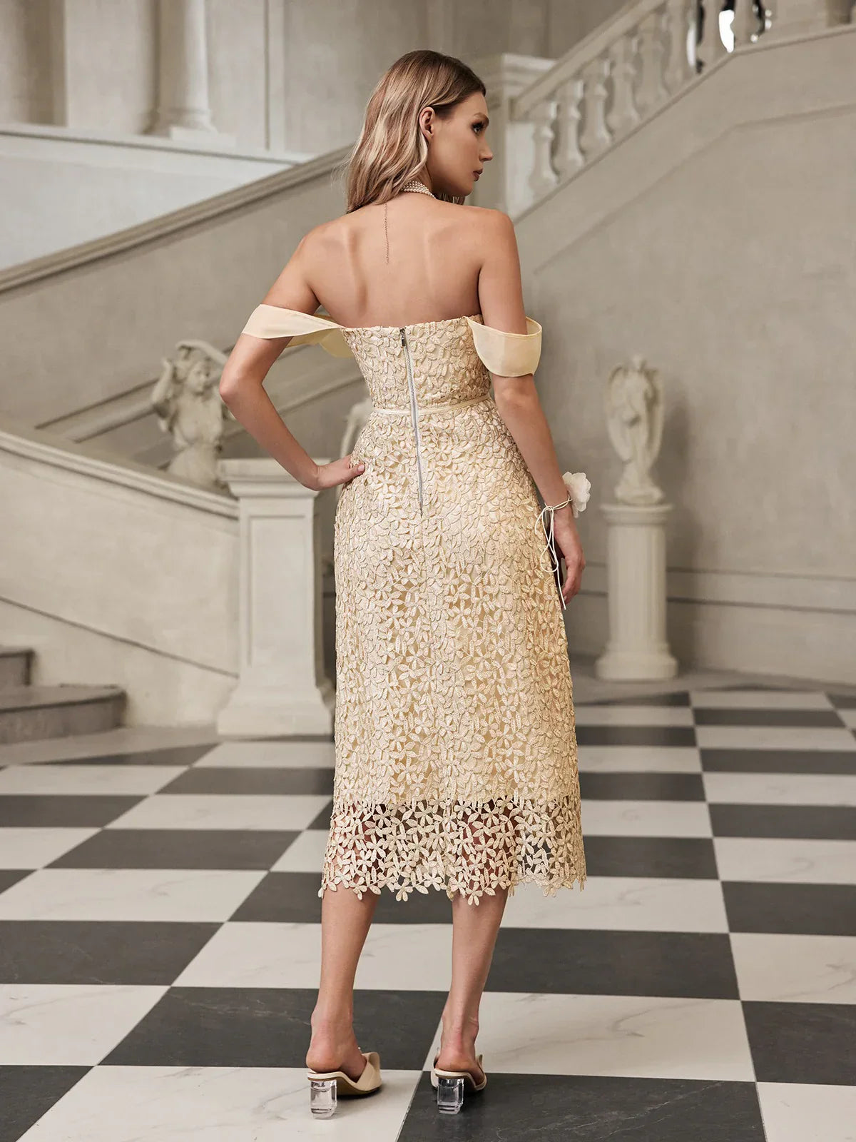 Elise Petal Embroidered Midi Dress 