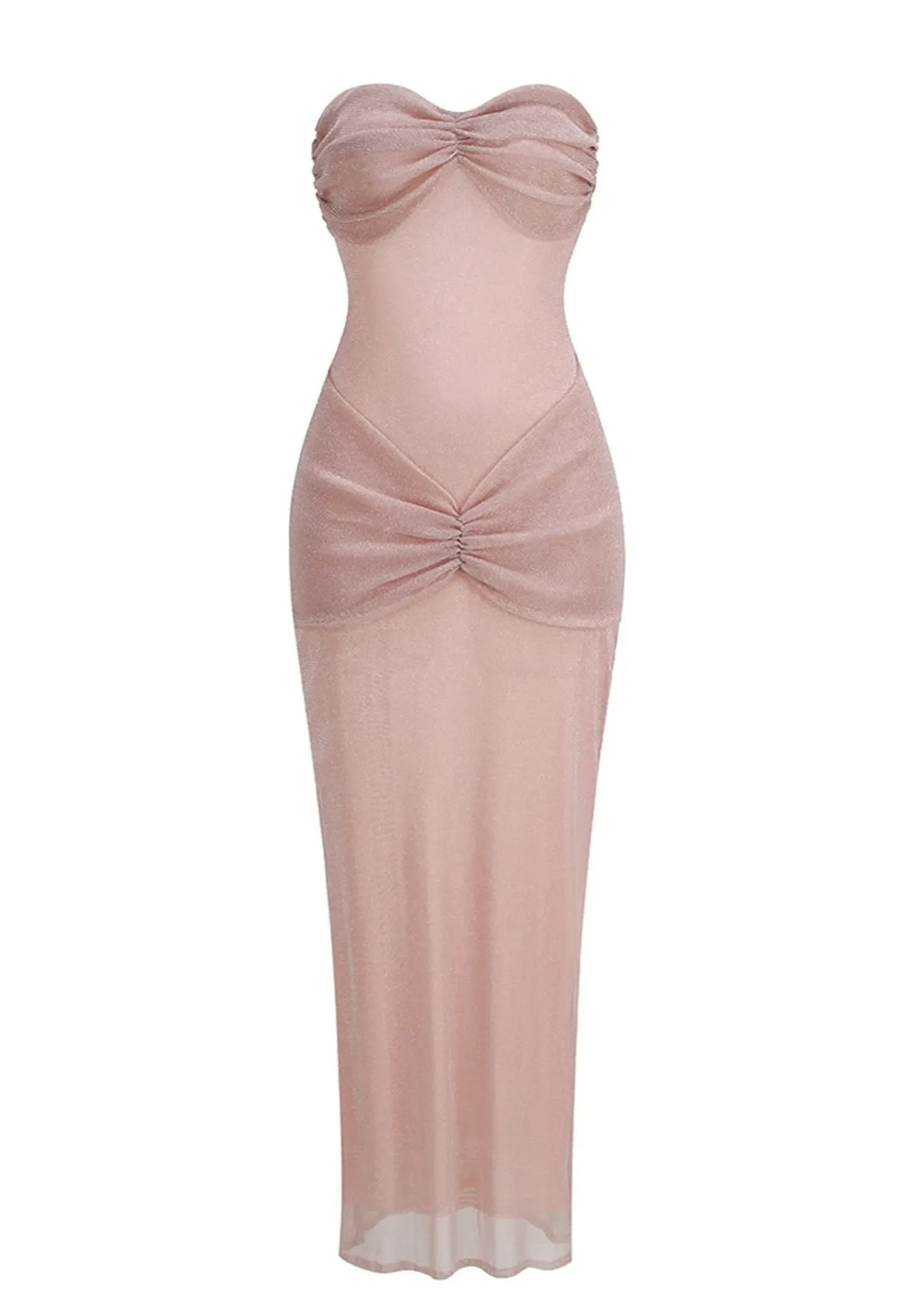 Rosa trägerloses Maxikleid