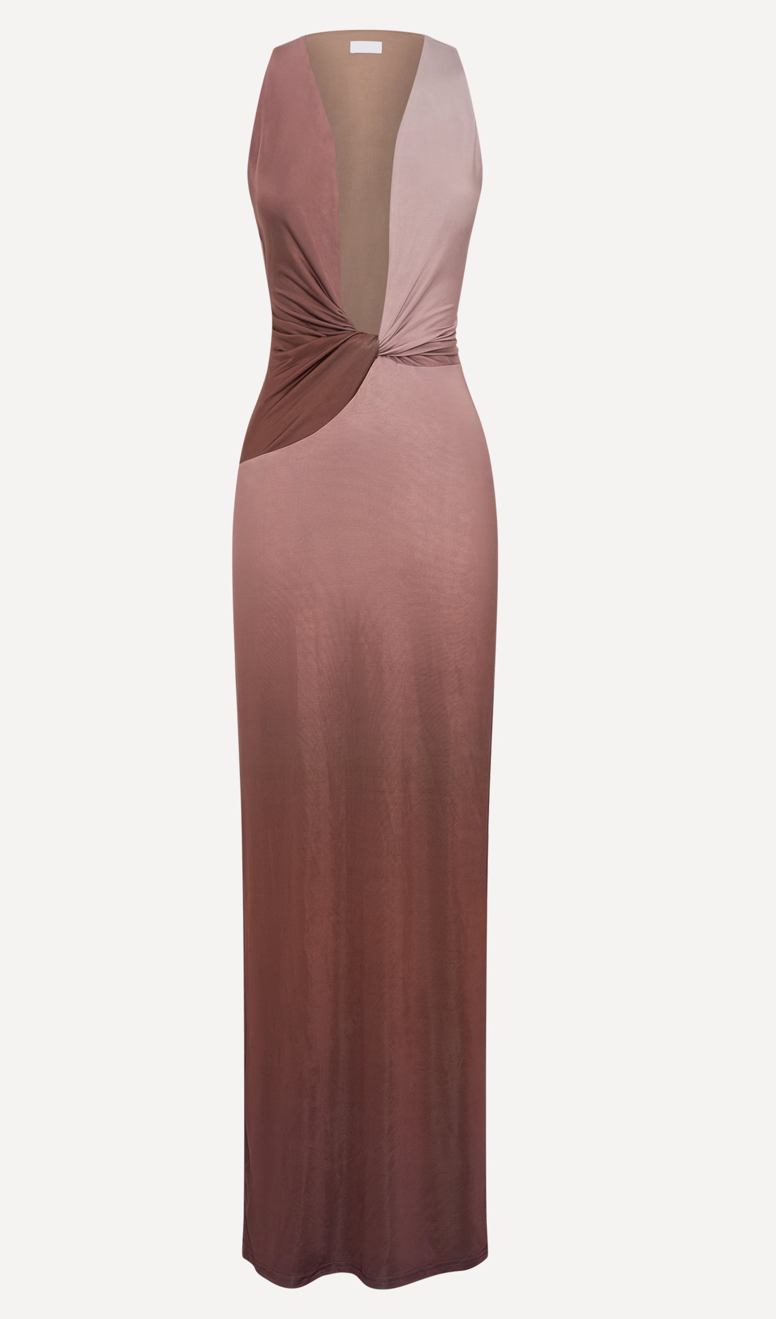 Draped Slim Maxi Dress Mocha Ombre 