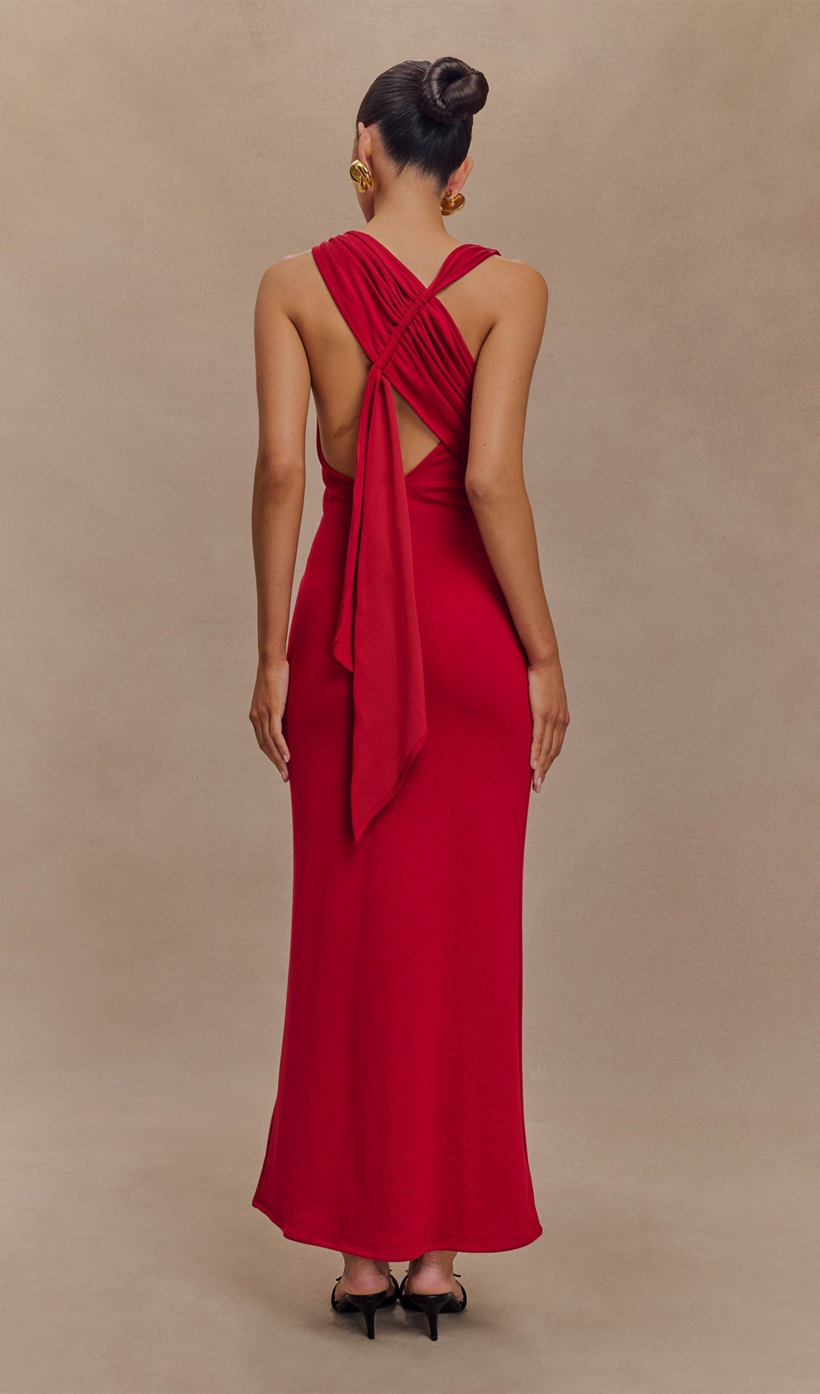 Asymmetrisches Scuba-Jersey-Maxikleid Rubin 