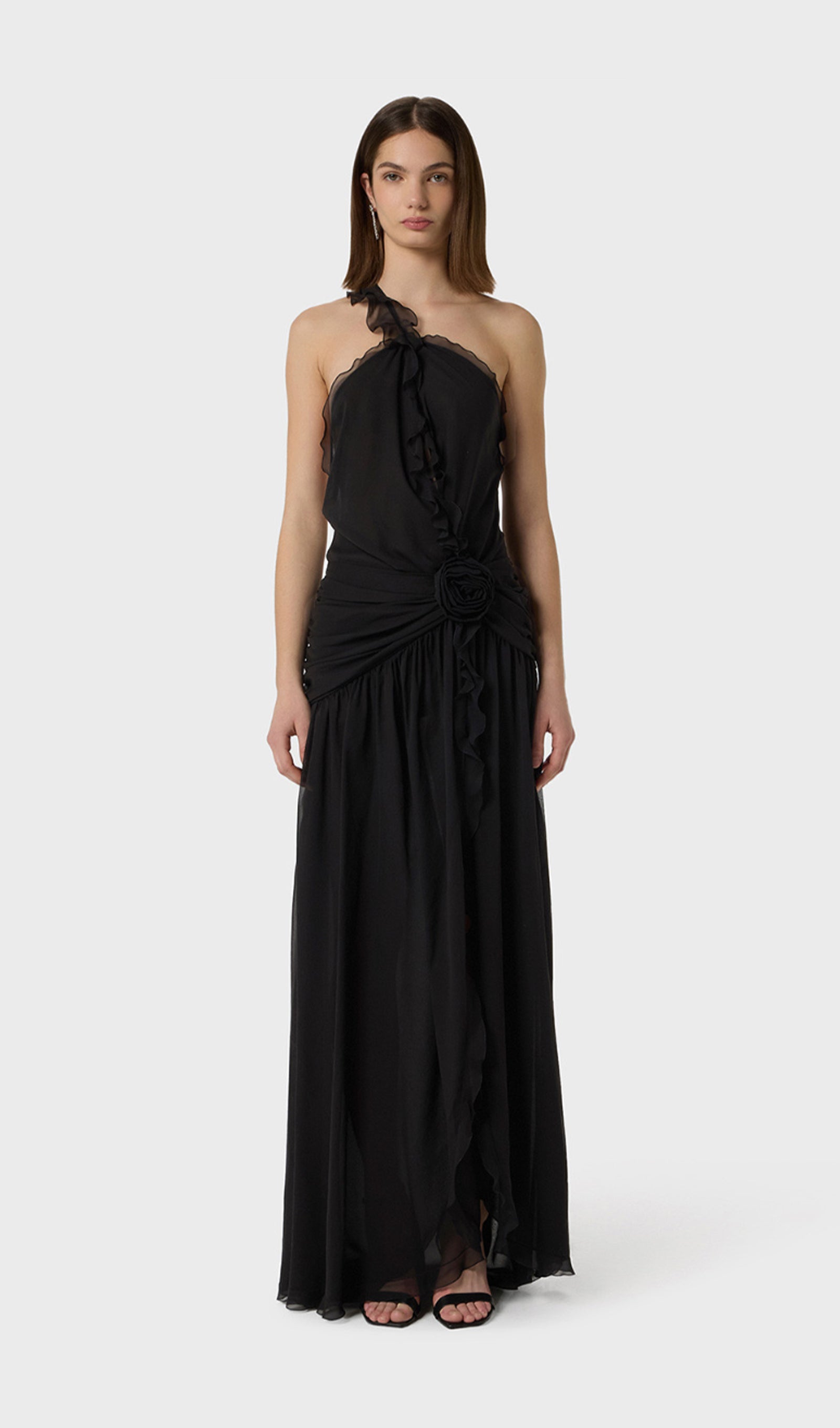 Ein-Schulter-Maxikleid aus Georgette 