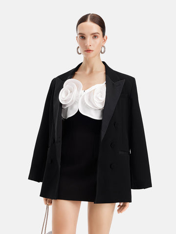 Acetate Panelled Satin Avant-garde Suit Jacket