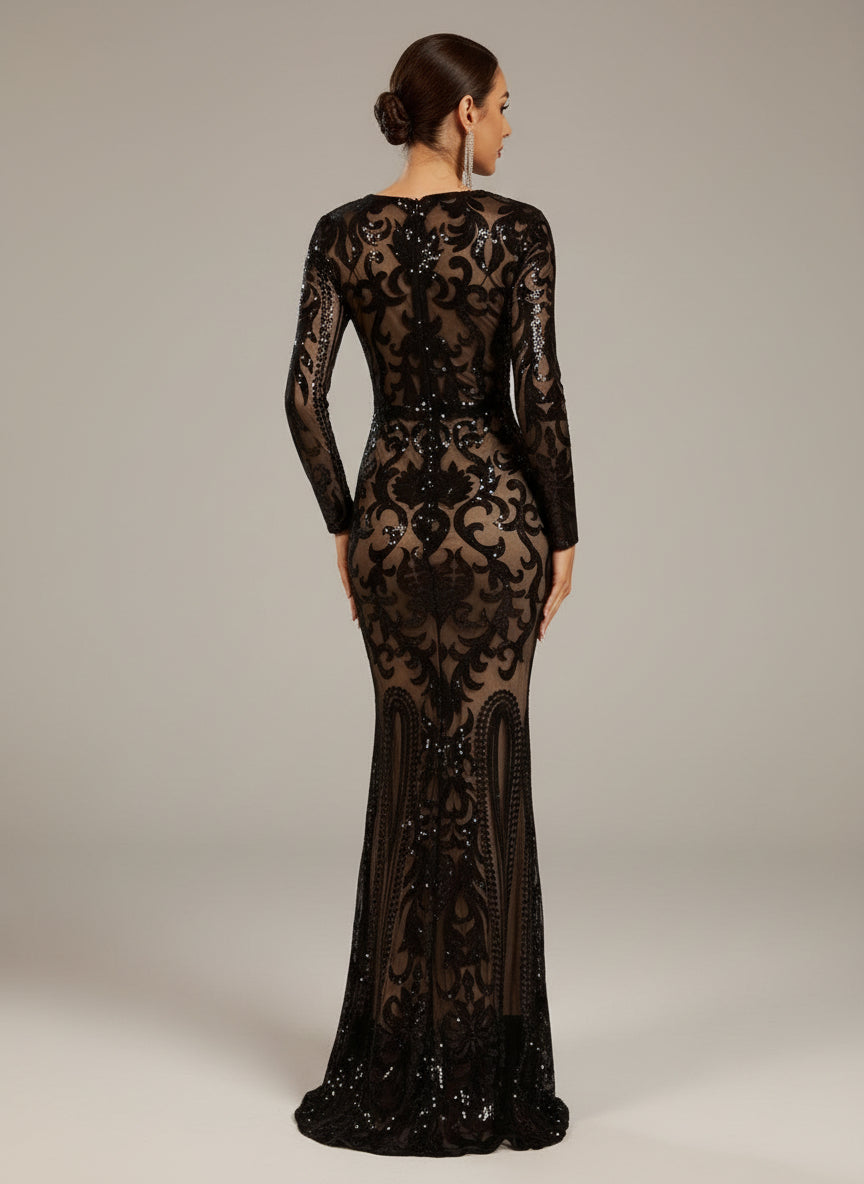 Genevieve Langarm-Maxikleid