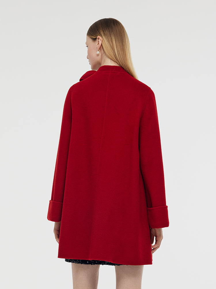 Damenmantel aus Tencel-Wolle mit Schleife 