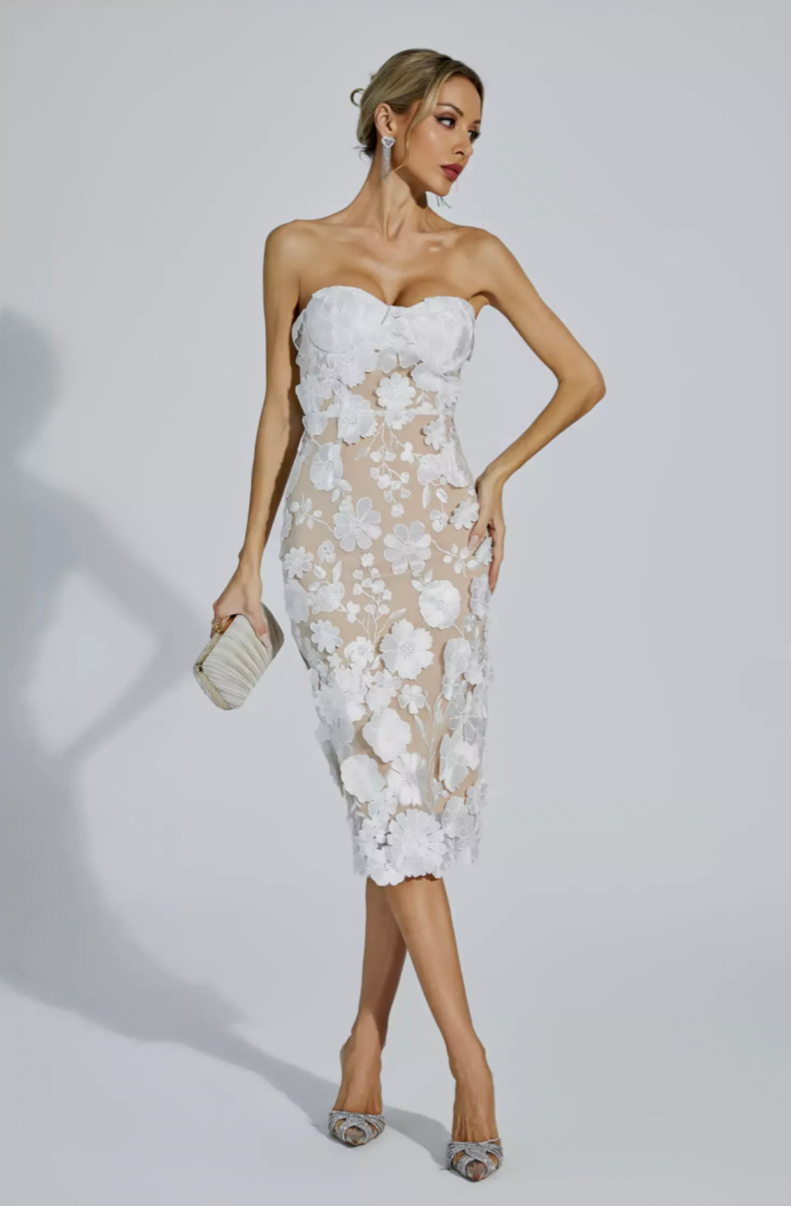 Anais Midikleid aus Spitze mit Blumenmuster
