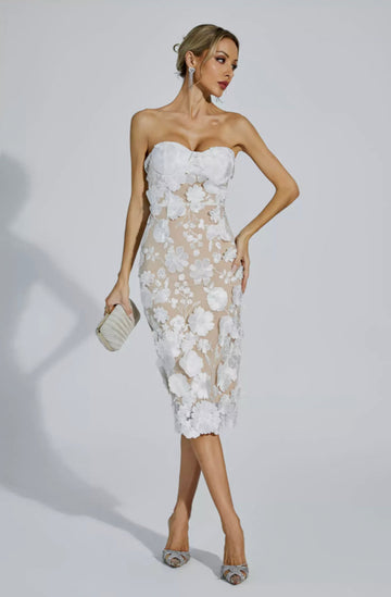 Anais Midikleid aus Spitze mit Blumenmuster