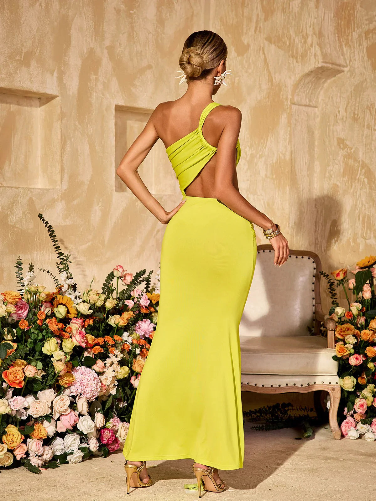 Soleil Lime Kesimli Maxi Elbise