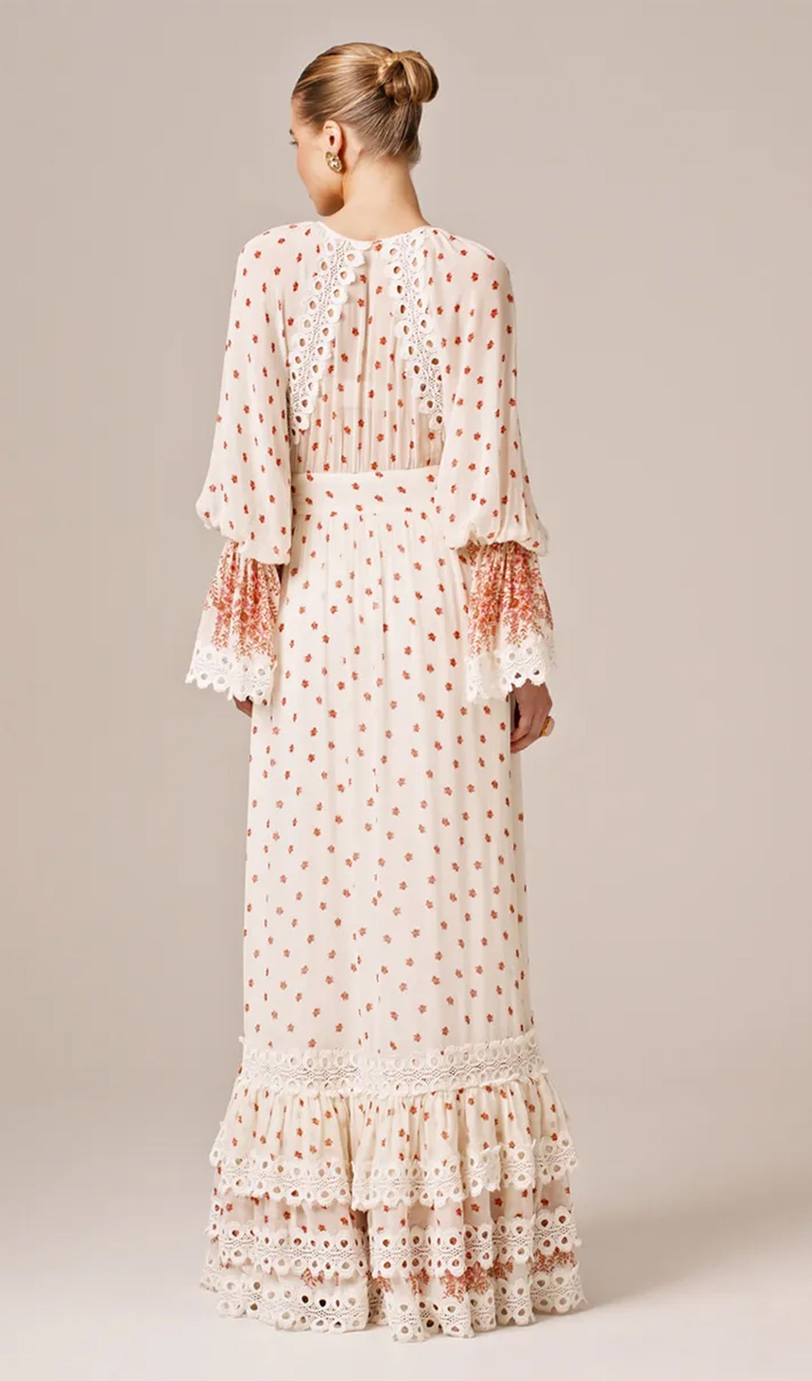 Floral Long Sleeve V-Neck A-Line Maxi Dress