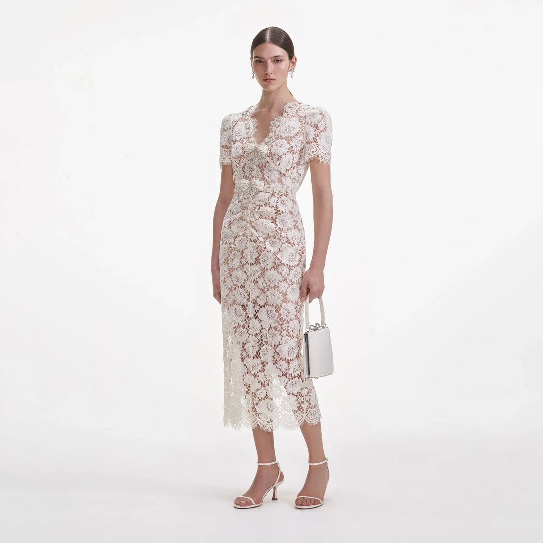 Celeste Rüschen-Spitzen-Midikleid