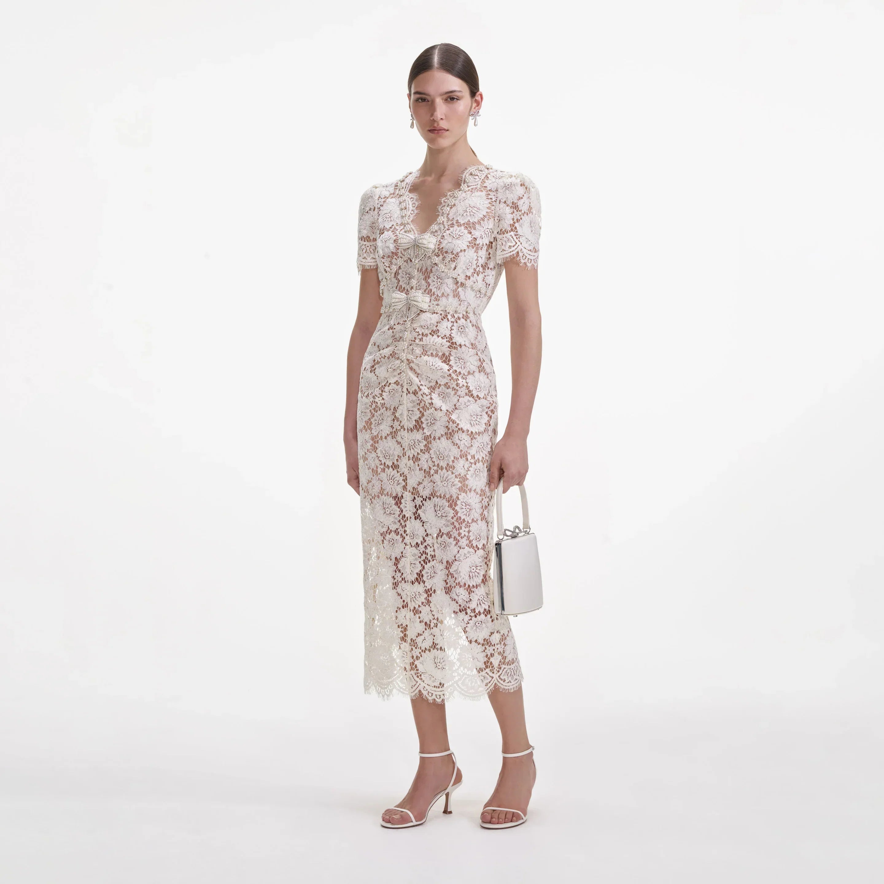 Celeste Ruffled Lace Midi Dress