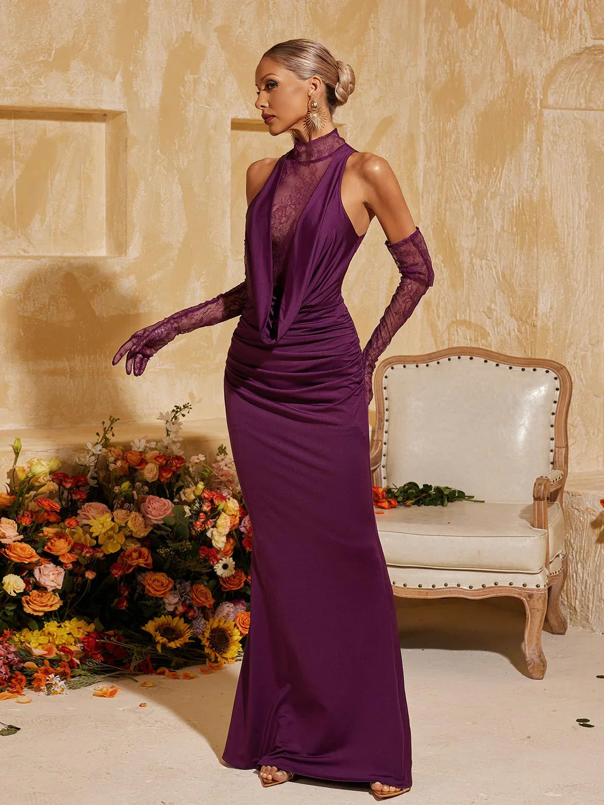 Viola Lace Panelled Maxi Dress