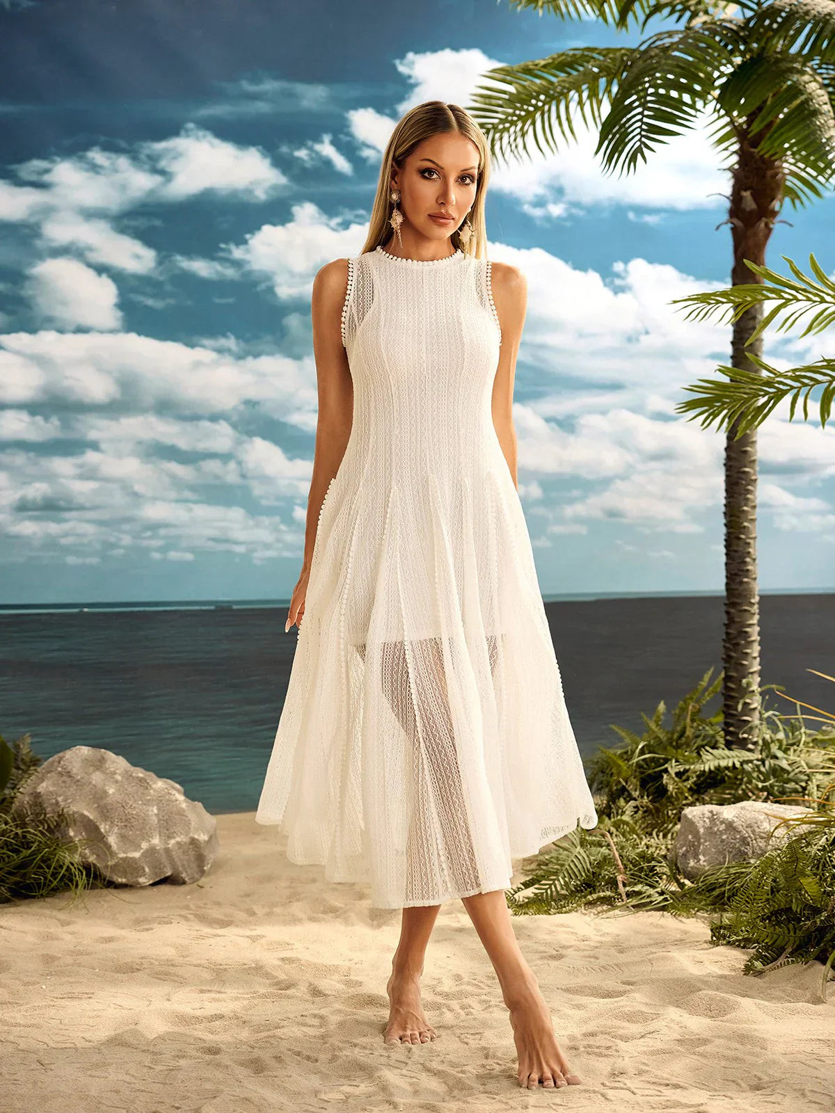 Eclat Nude Midi Elbise