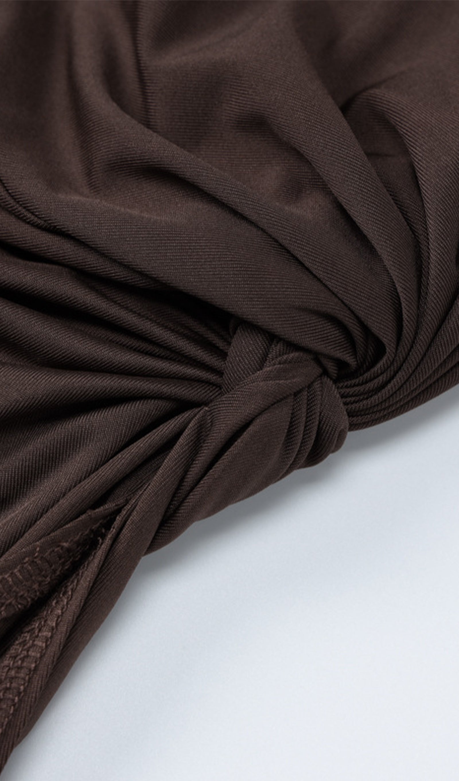 Draped Jersey Maxi Dress with Slit - Brown 