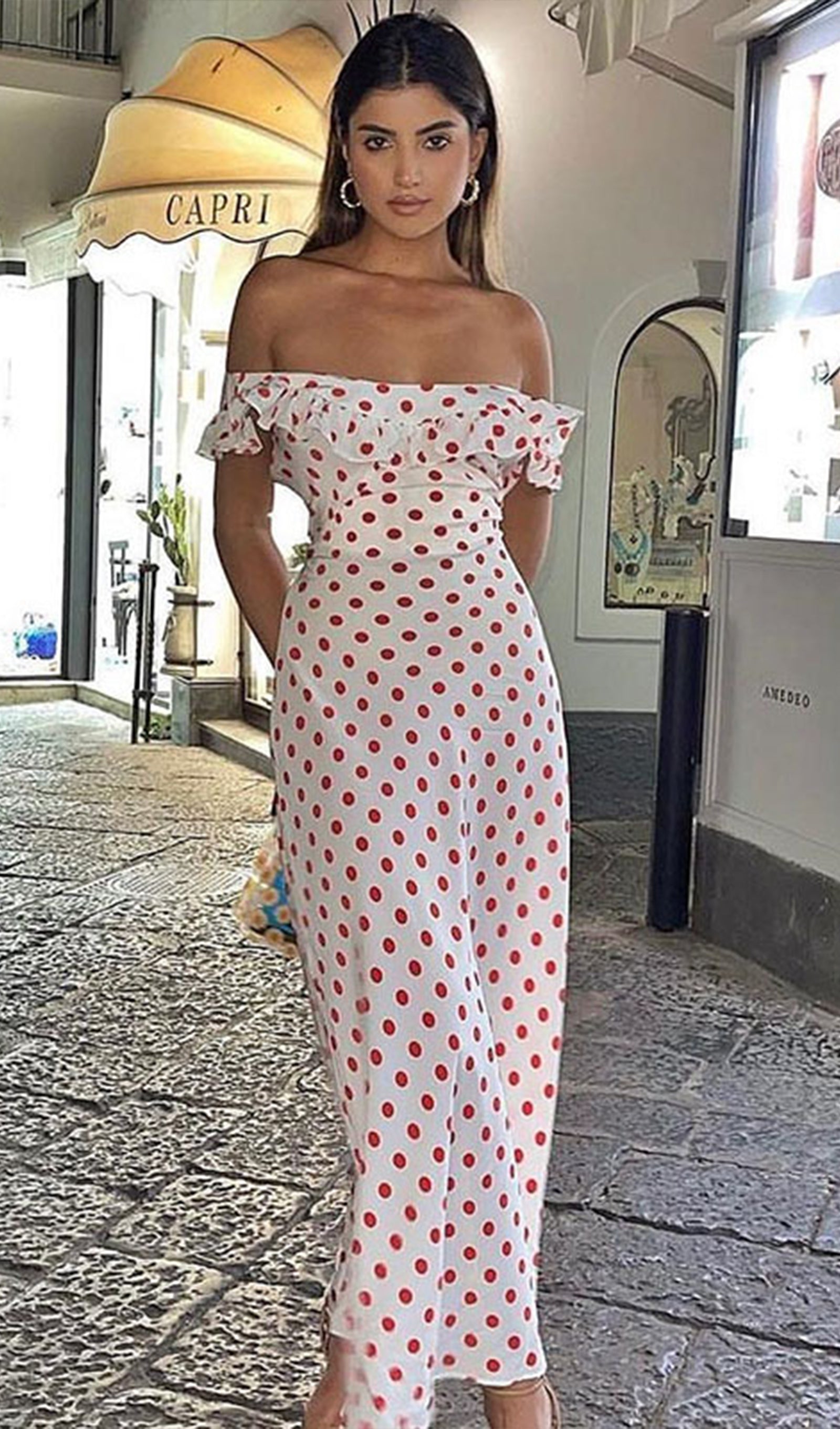 Gepunktetes Maxikleid 