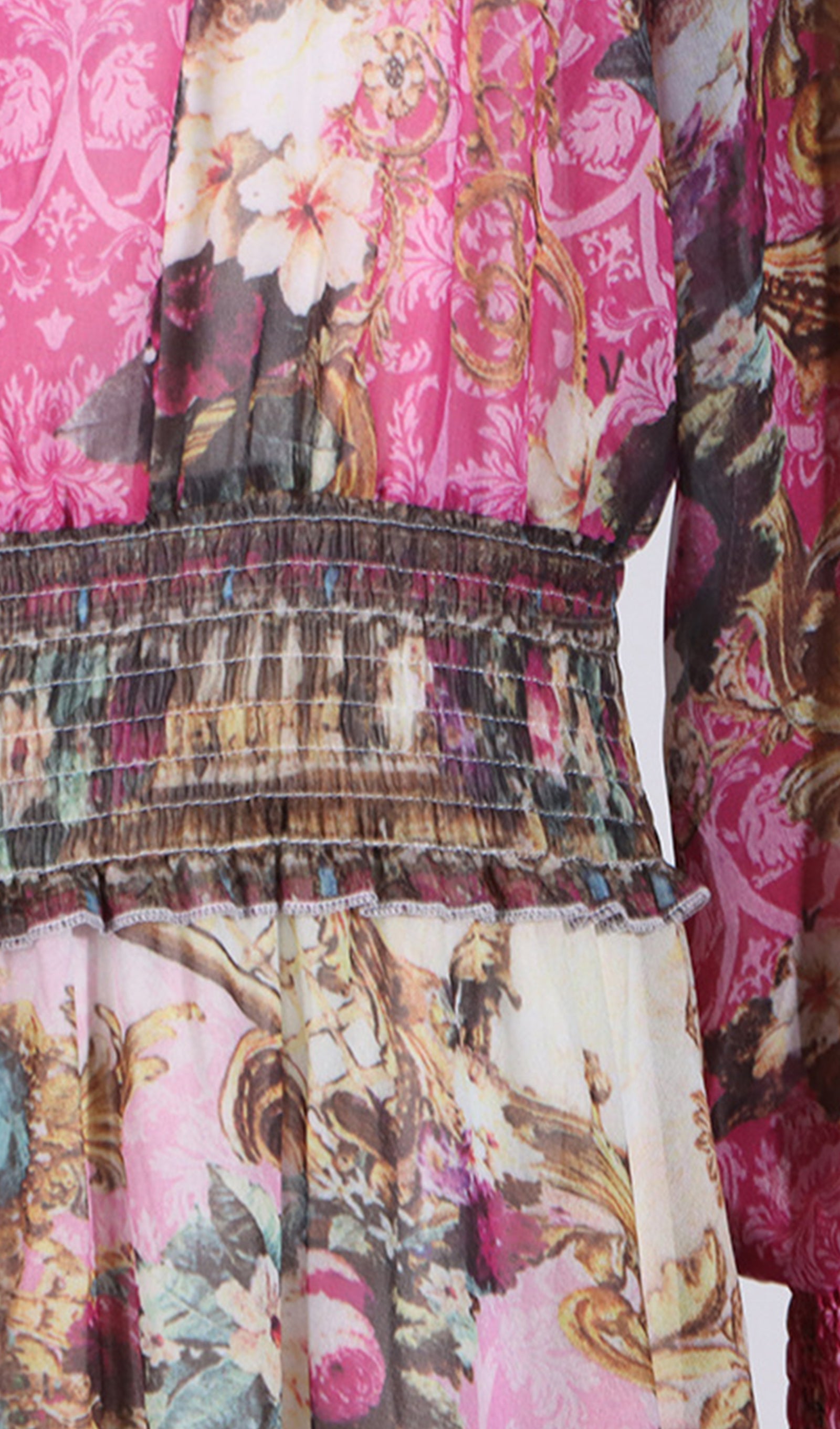 Boho-Maxikleid mit Blumenmuster, langen Ärmeln und V-Ausschnitt