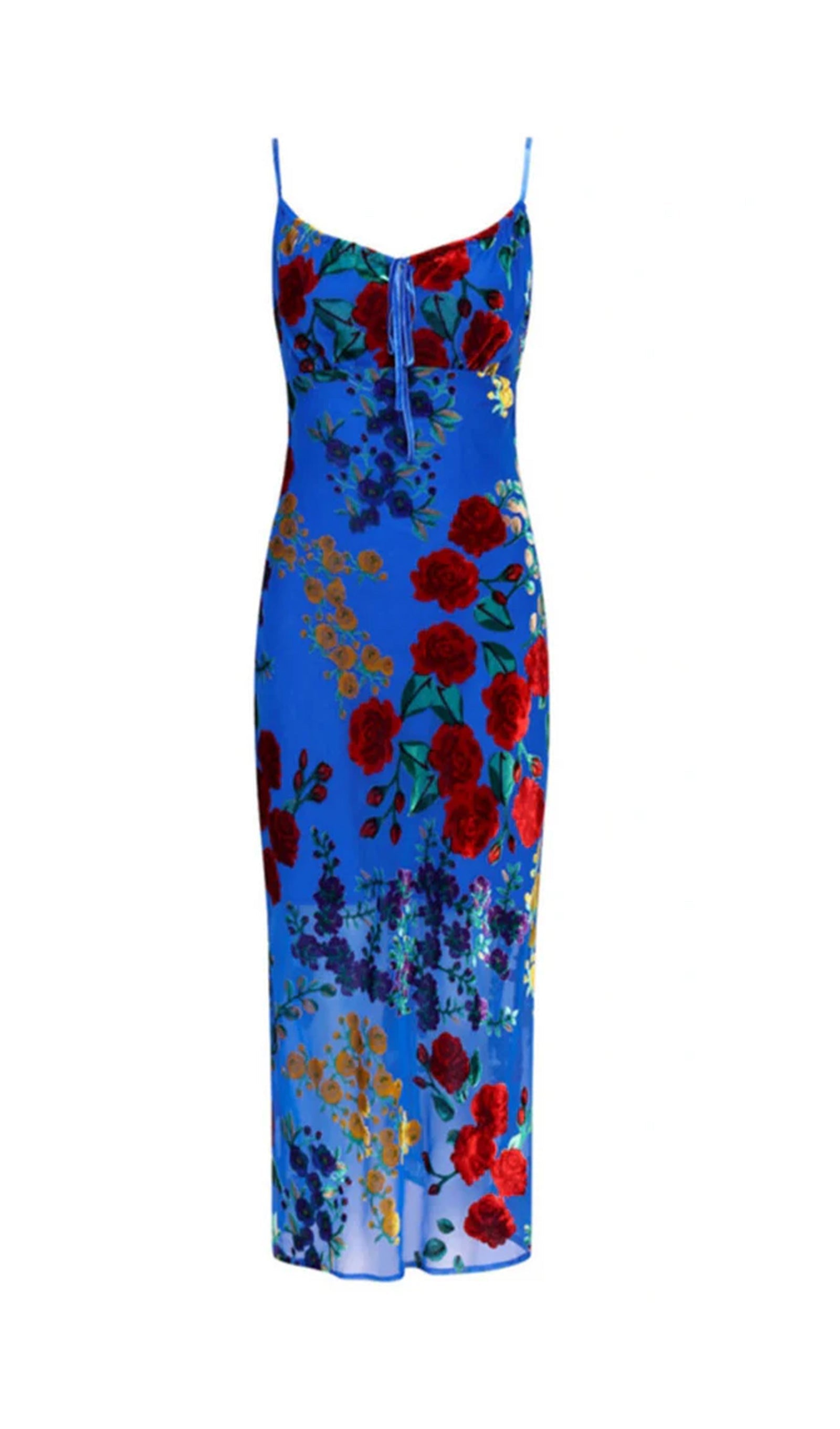 Branden Blue Floral Midi Dress 