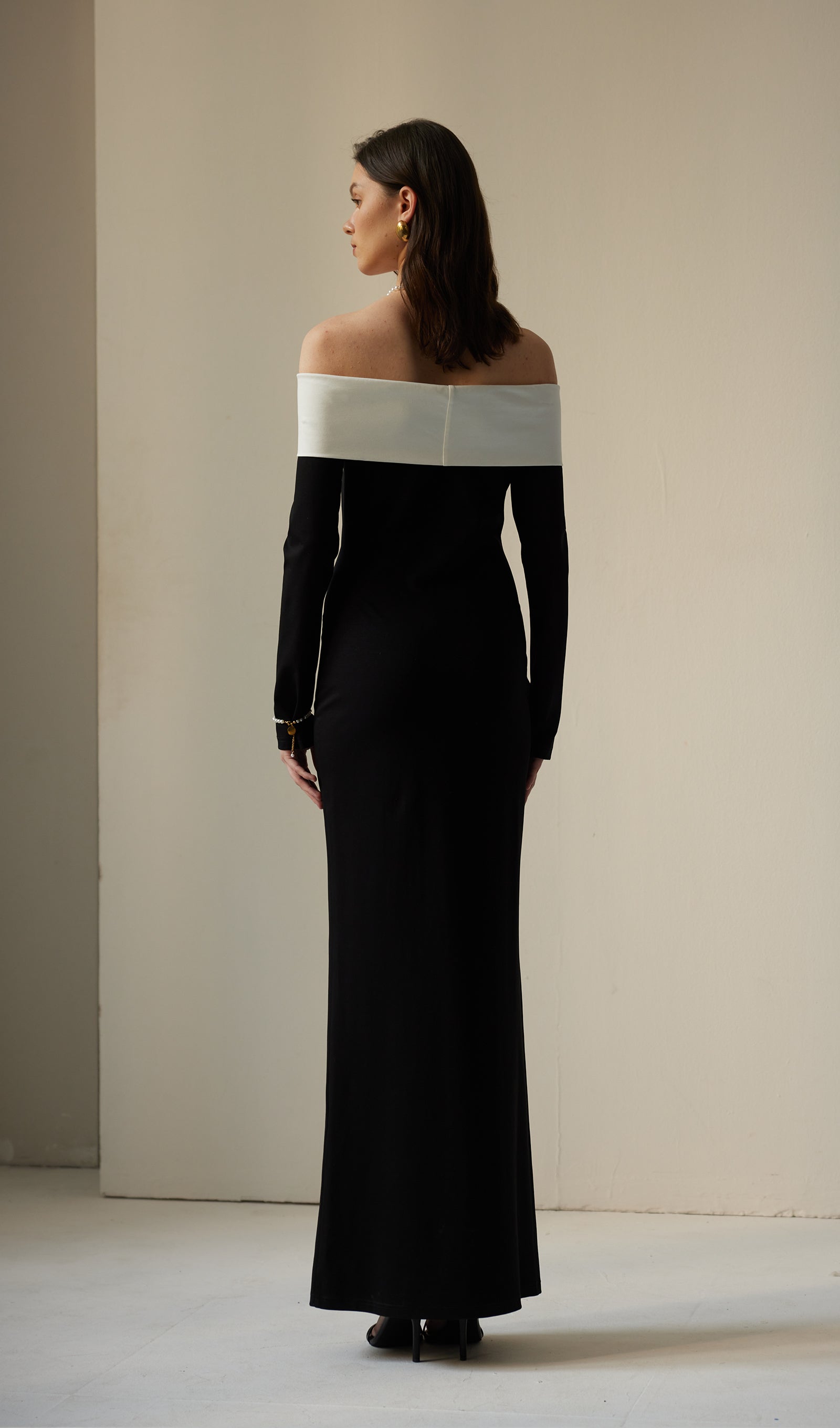 Anya Maxikleid Schwarz/Weiß 