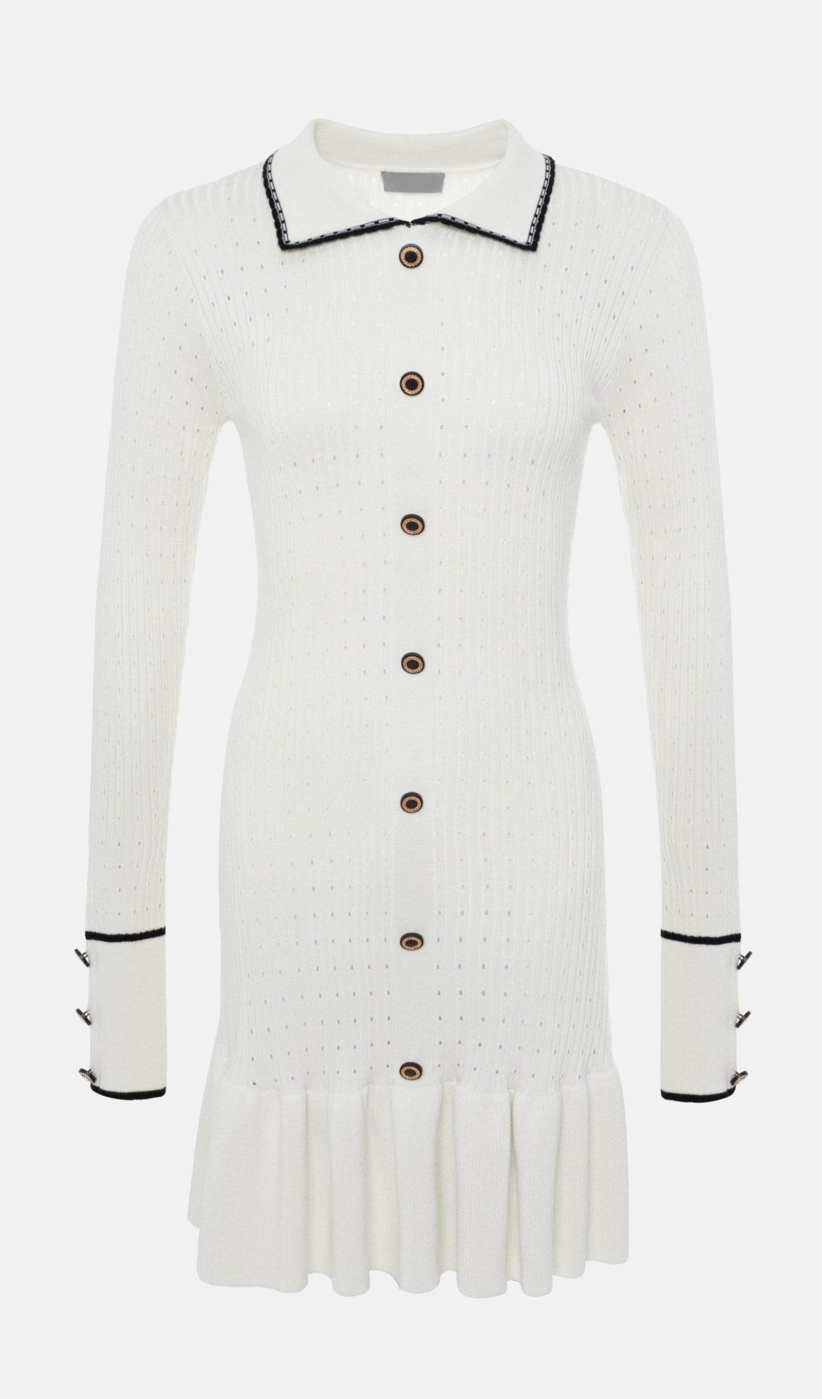Fitted Textured Jersey Mini Dress - White 