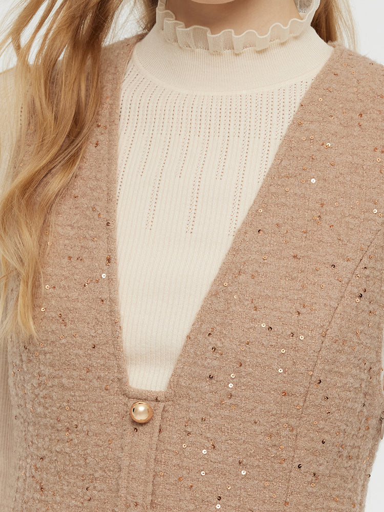 Zweiteiliges Set aus Minikleid und Stricktop aus Alpaka- und Woll-Tweed 