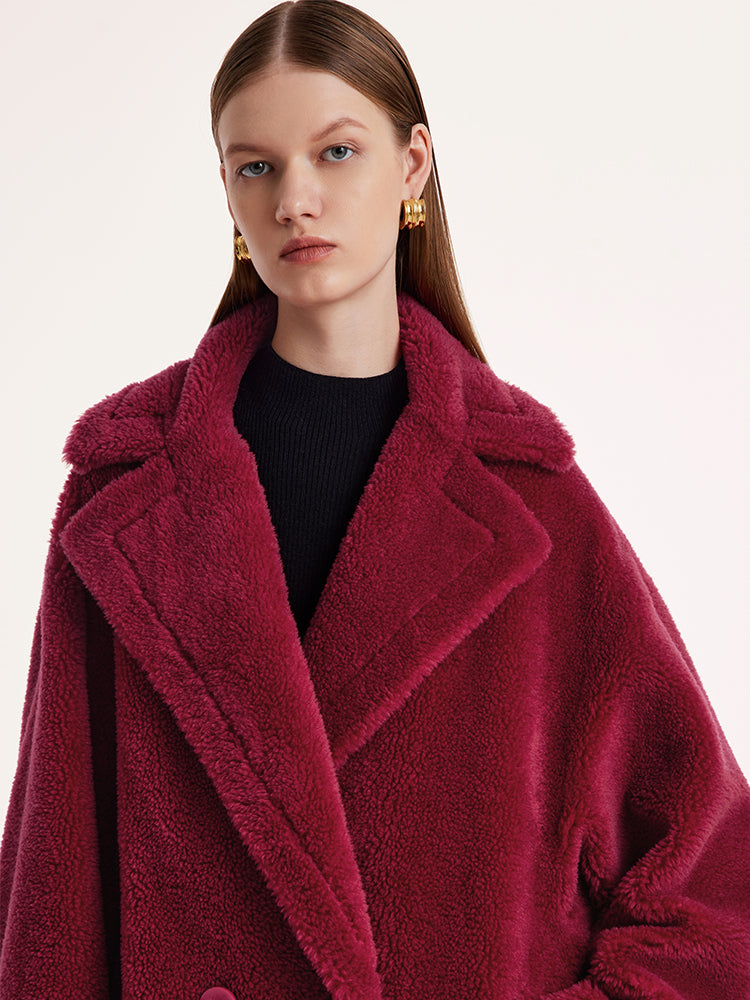 Teddy Lambswool Collar Oversized Coat 