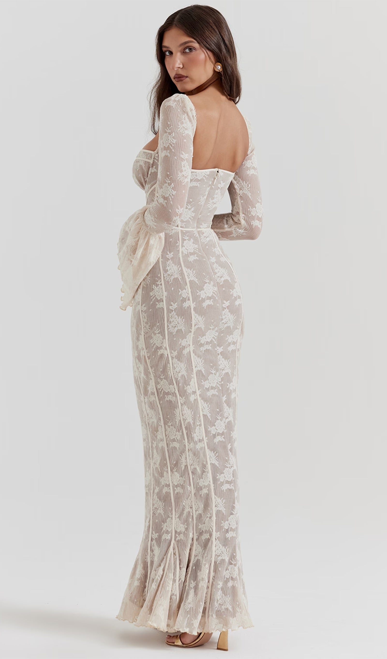 Vintage Cream Lace Maxi Dress 