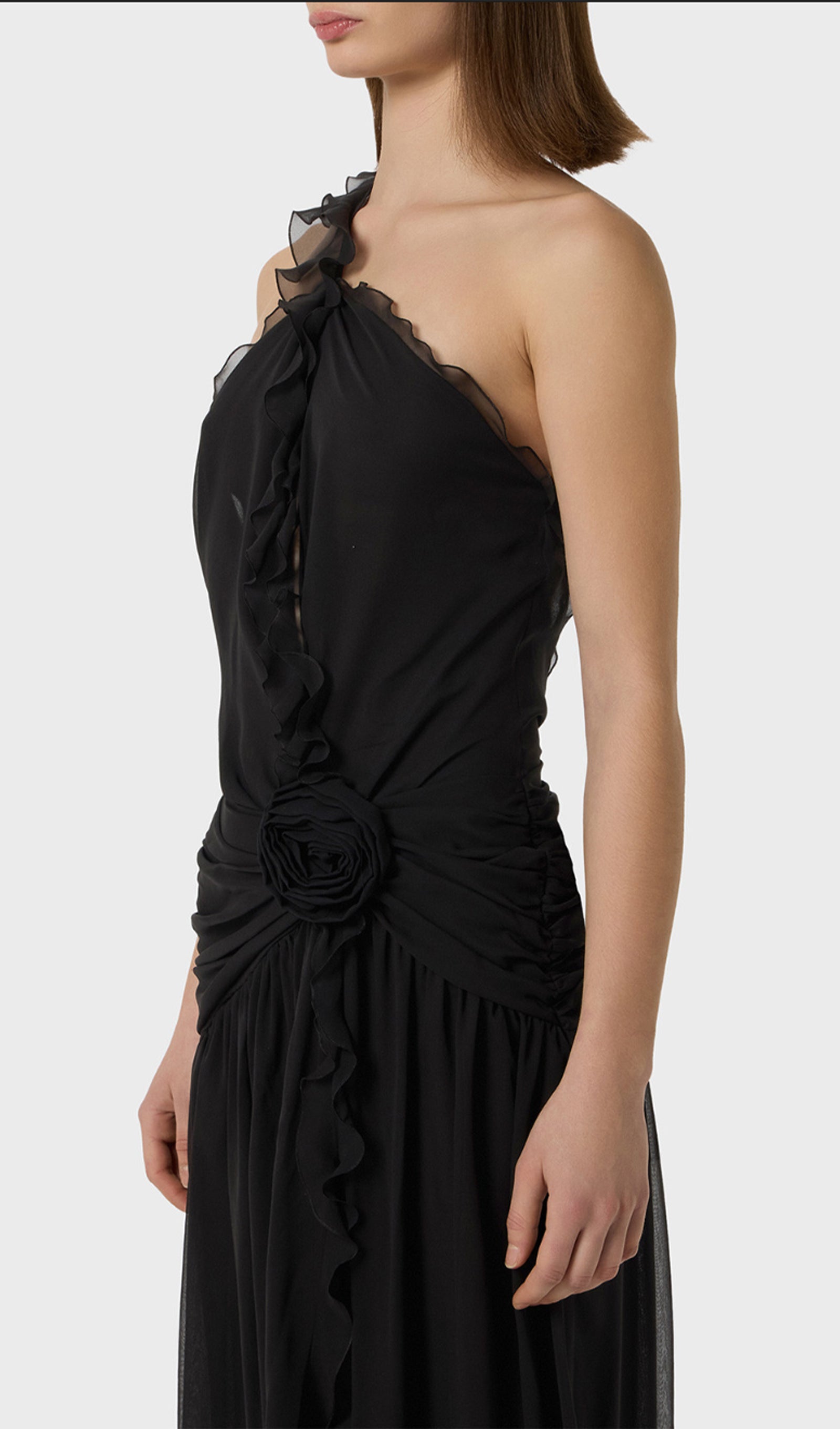 Ein-Schulter-Maxikleid aus Georgette 