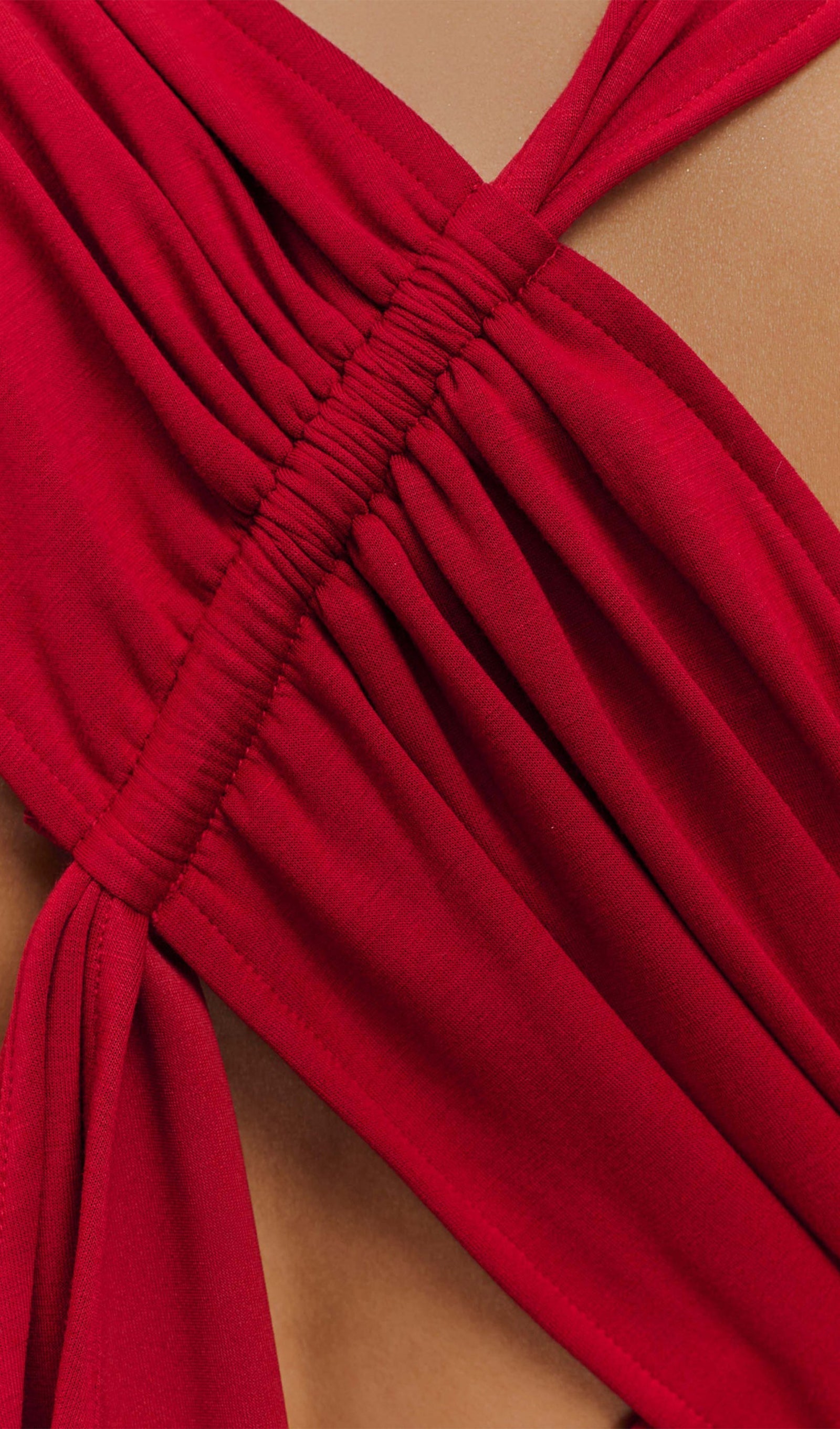 Asymmetrisches Scuba-Jersey-Maxikleid Rubin 
