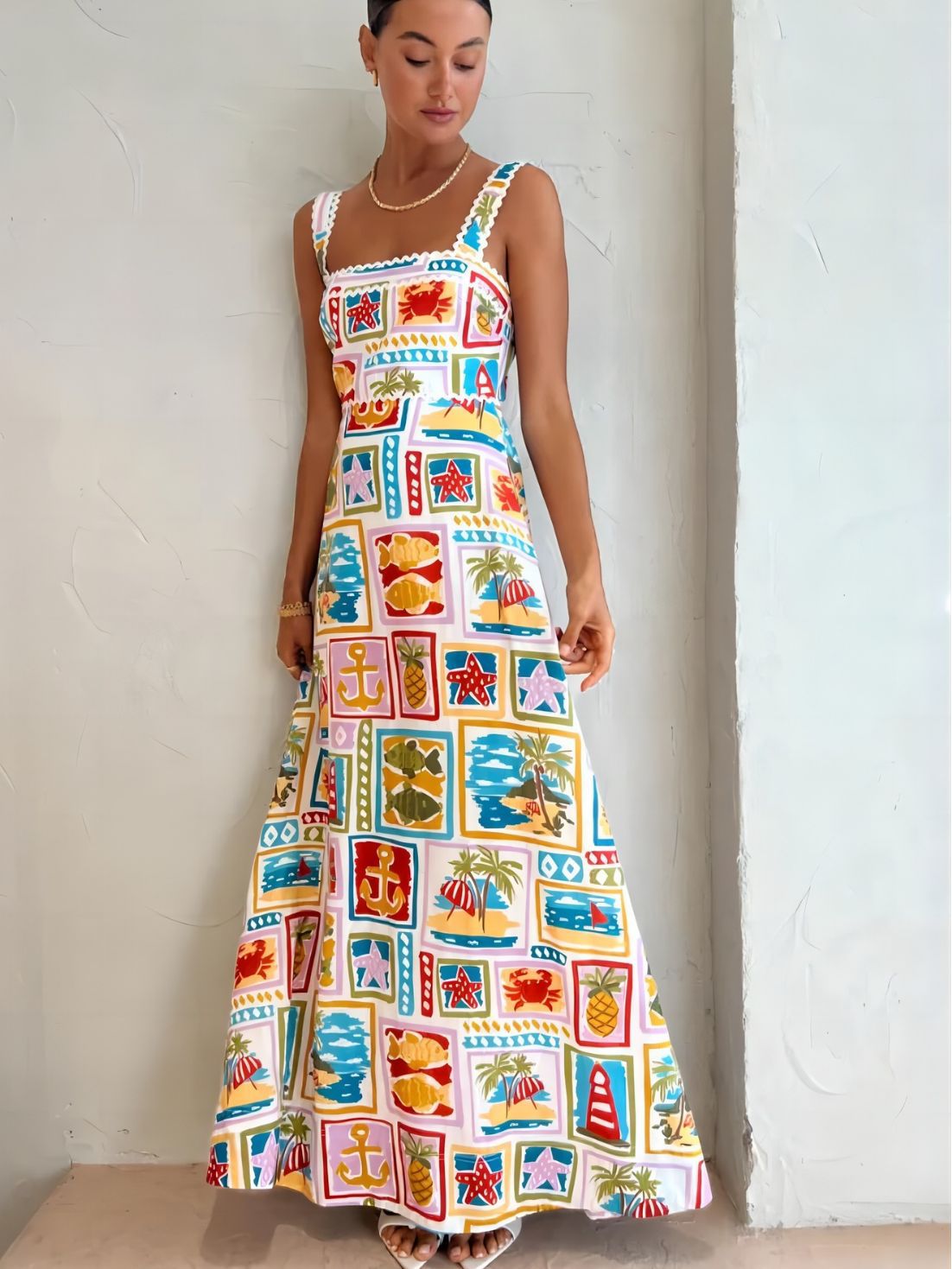 Graffiti Strappy Tube Top Sexy Lace Maxi Dress
