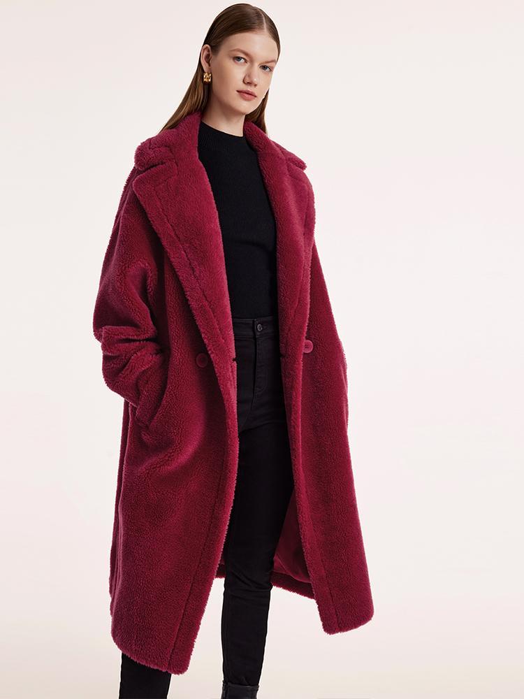 Teddy Lambswool Collar Oversized Coat 