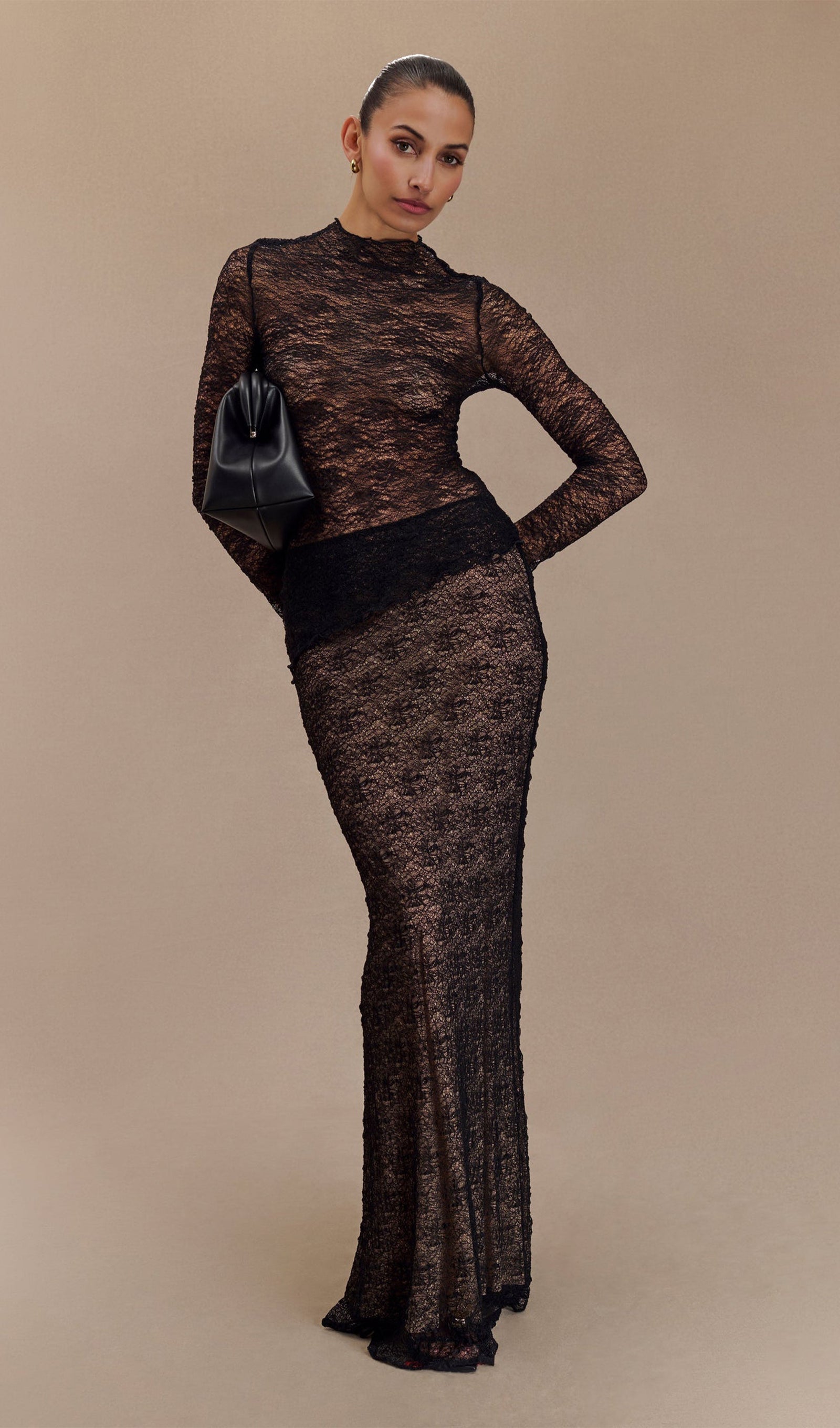 Transparent Lace Maxi Skirt