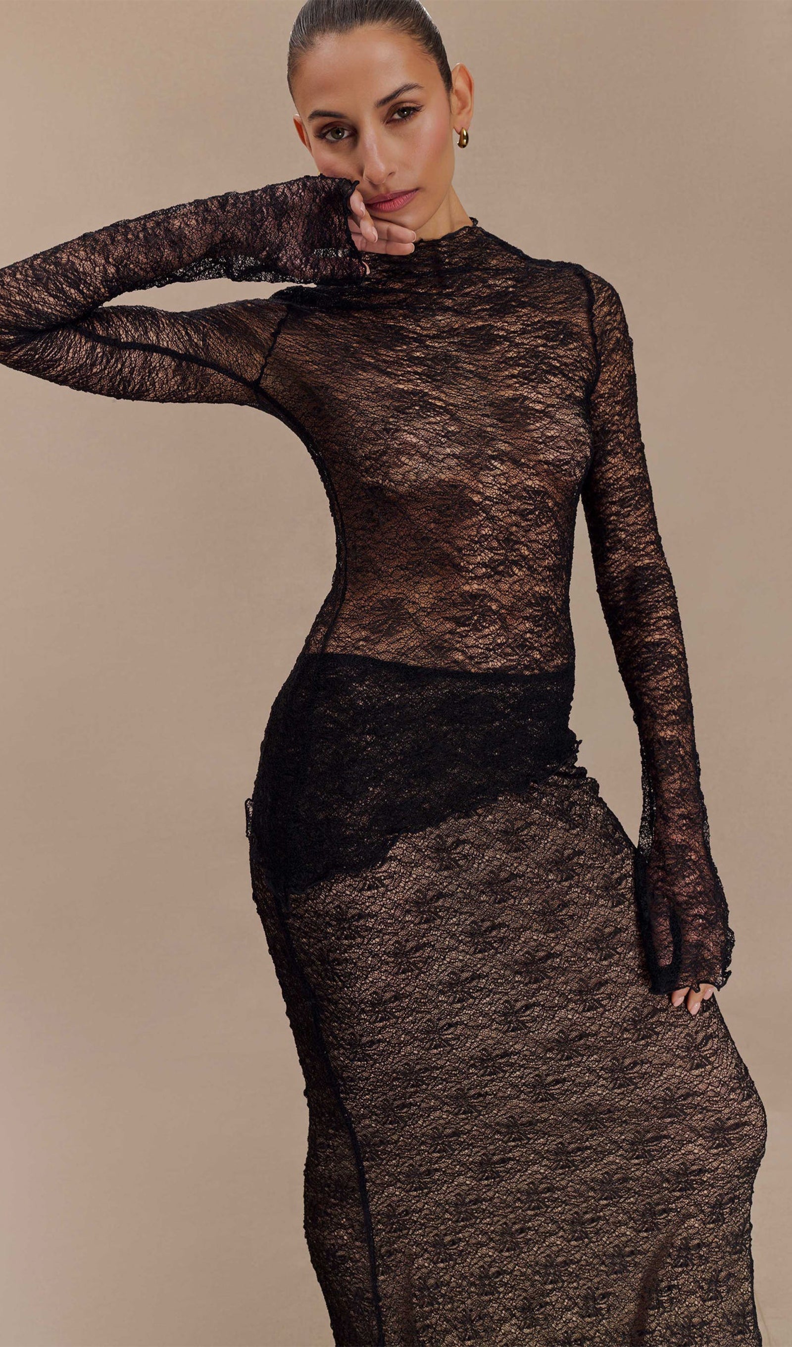 Transparent Lace Maxi Skirt