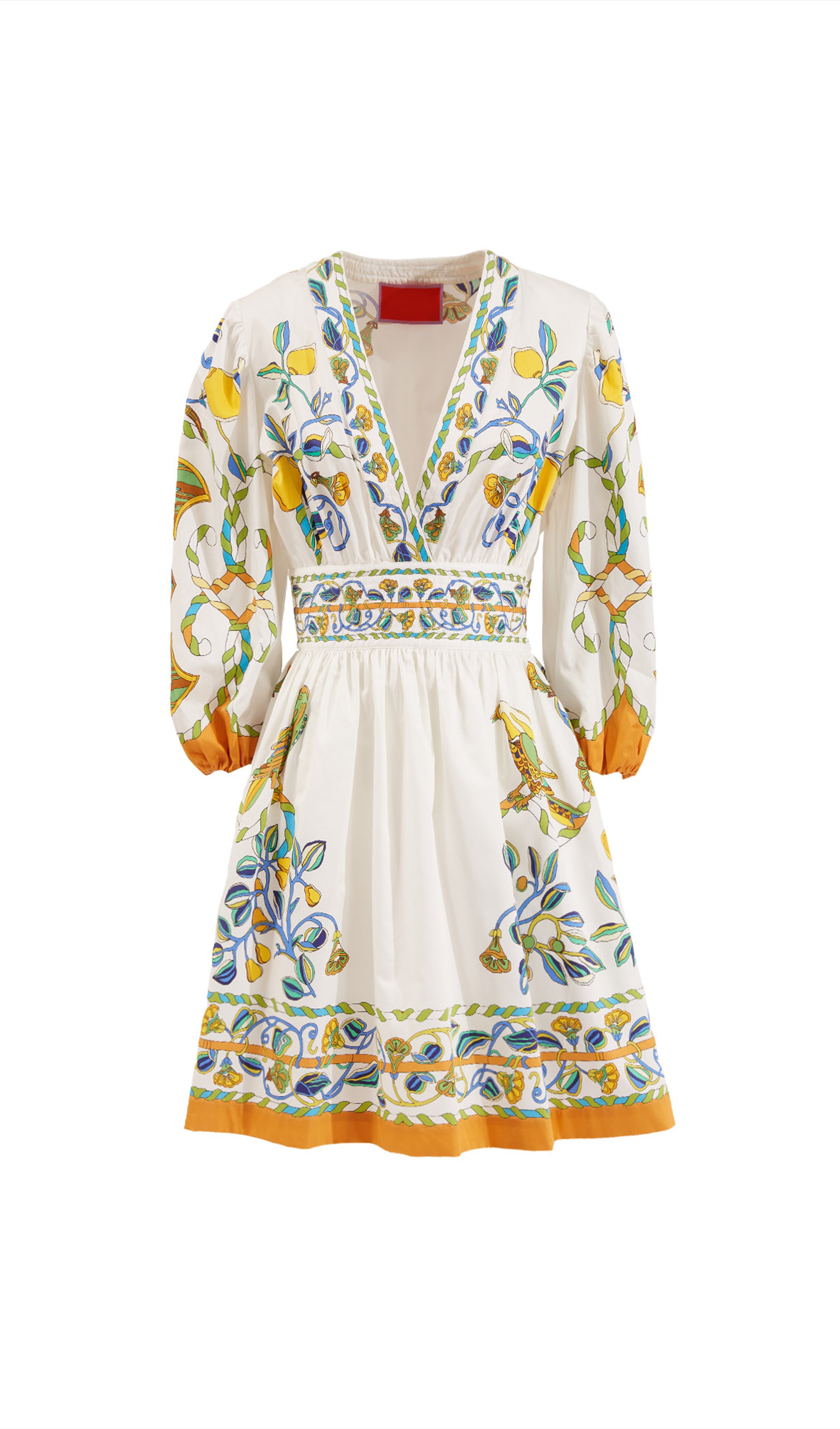 Minikleid in A-Linie mit Blumenmuster, V-Ausschnitt und langen Ärmeln